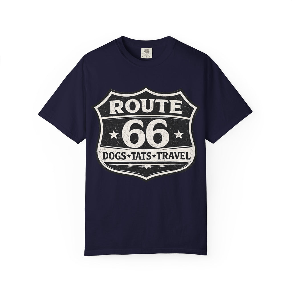BubbaChubbs Dogs Tats Travel Route 66 Tee Printify