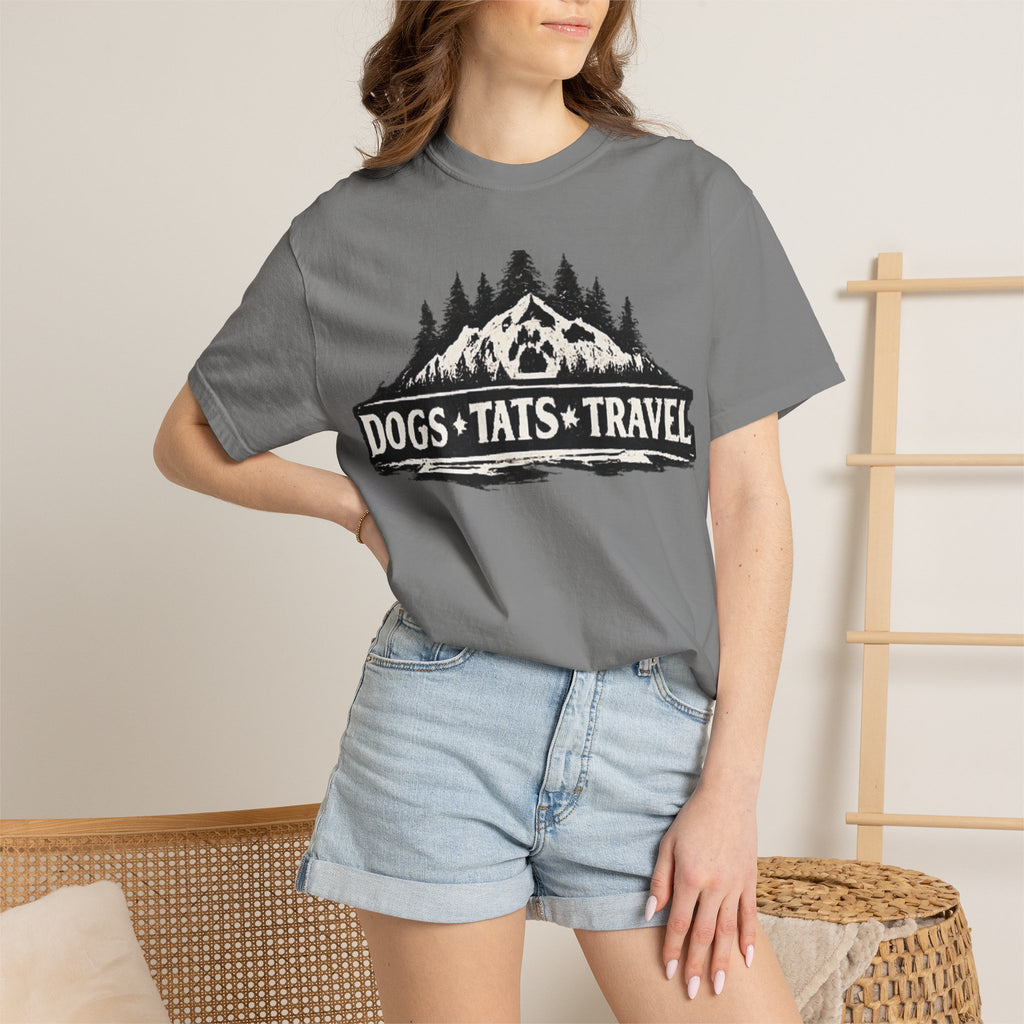 BubbaChubbs Dogs Tats Travel Mountain Tee Printify