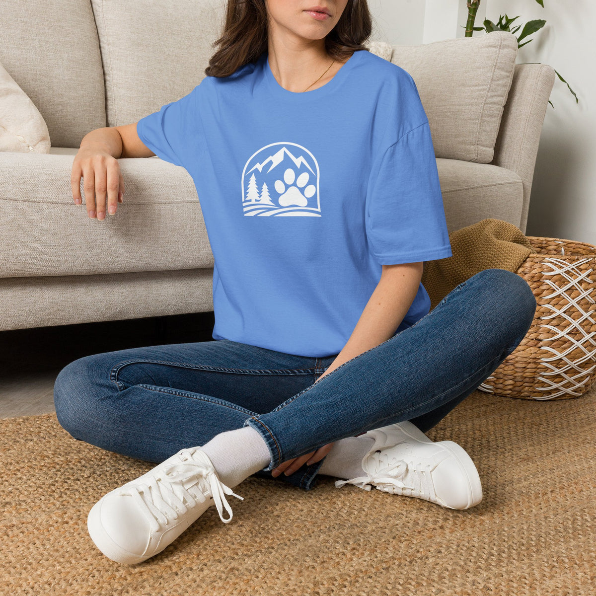 Outdoor Paw Print T-Shirt — Mountain Camping Dog Lover Tee