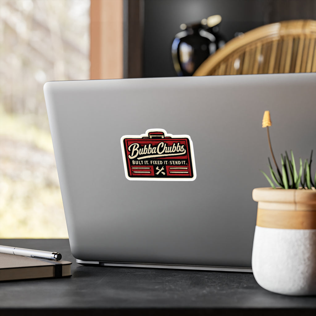 BubbaChubbs Logo Vinyl Sticker  - Built it Fixed it Send it -Cut Decal Printify