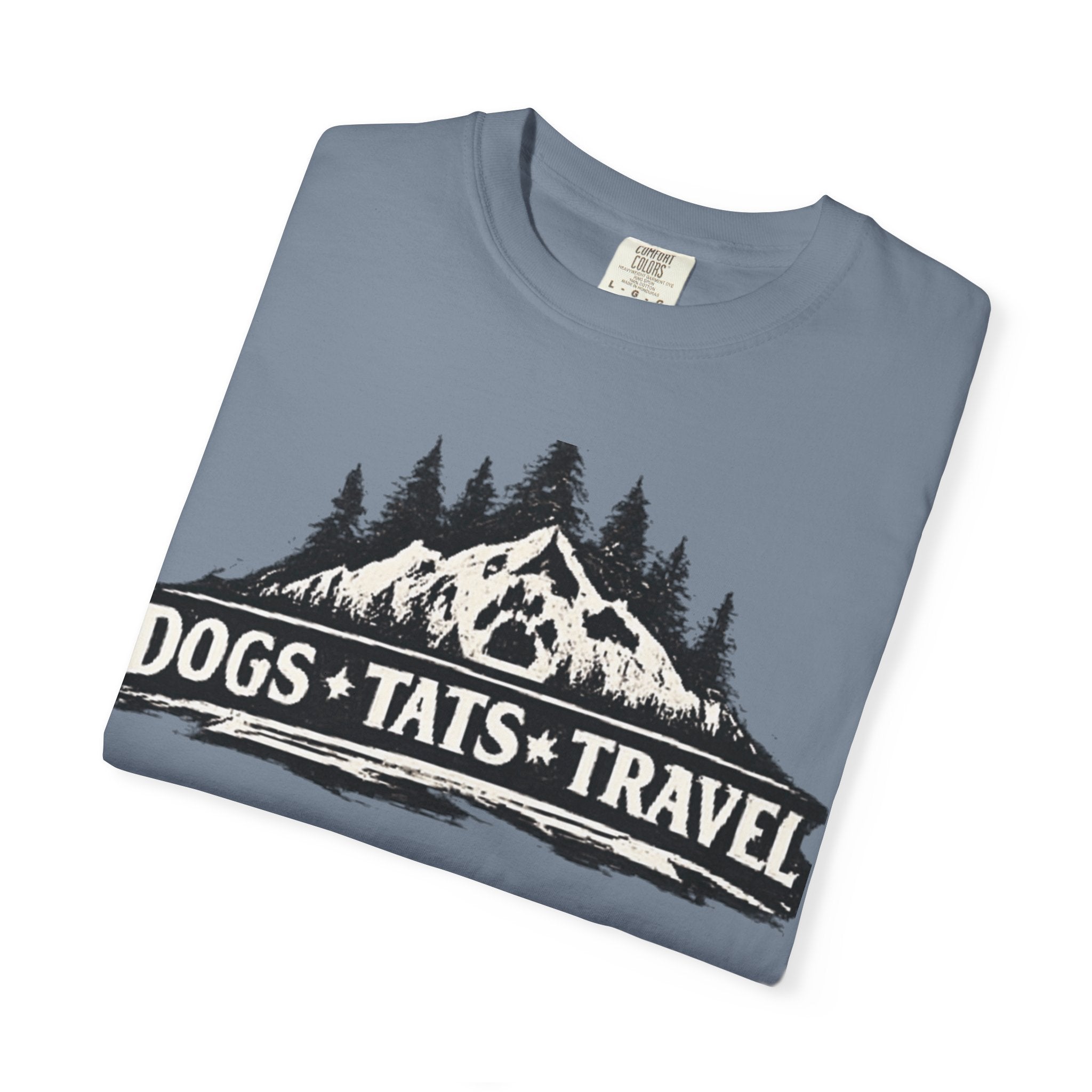 BubbaChubbs Dogs Tats Travel Mountain Tee Printify