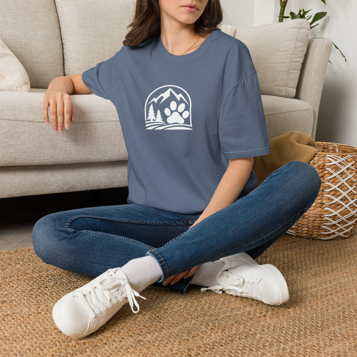 Outdoor Paw Print T-Shirt — Mountain Camping Dog Lover Tee