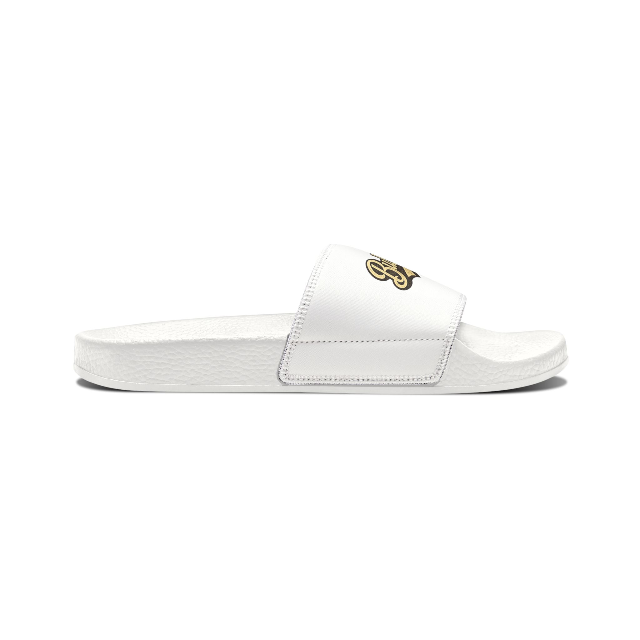 Men's Removable-Strap Slide Sandals — White "Bubba Glubbs" Logo Pool Slides Printify