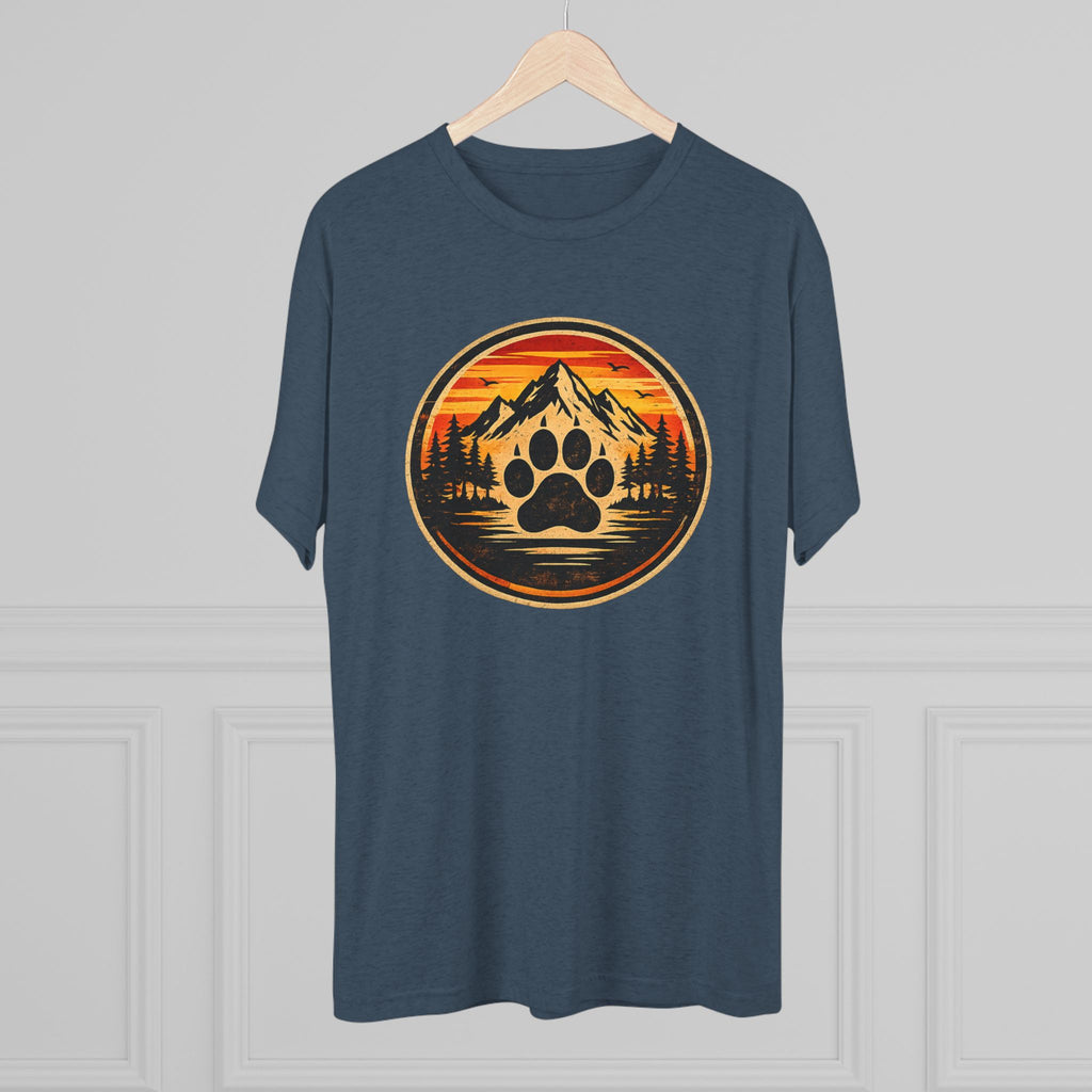 Outdoor Paw Print T‑Shirt — Mountain Sunset Wildlife Graphic - BubbaChubbs Brand