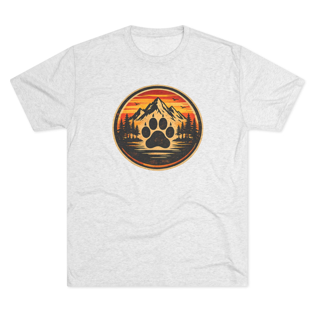 Outdoor Paw Print T‑Shirt — Mountain Sunset Wildlife Graphic - BubbaChubbs Brand