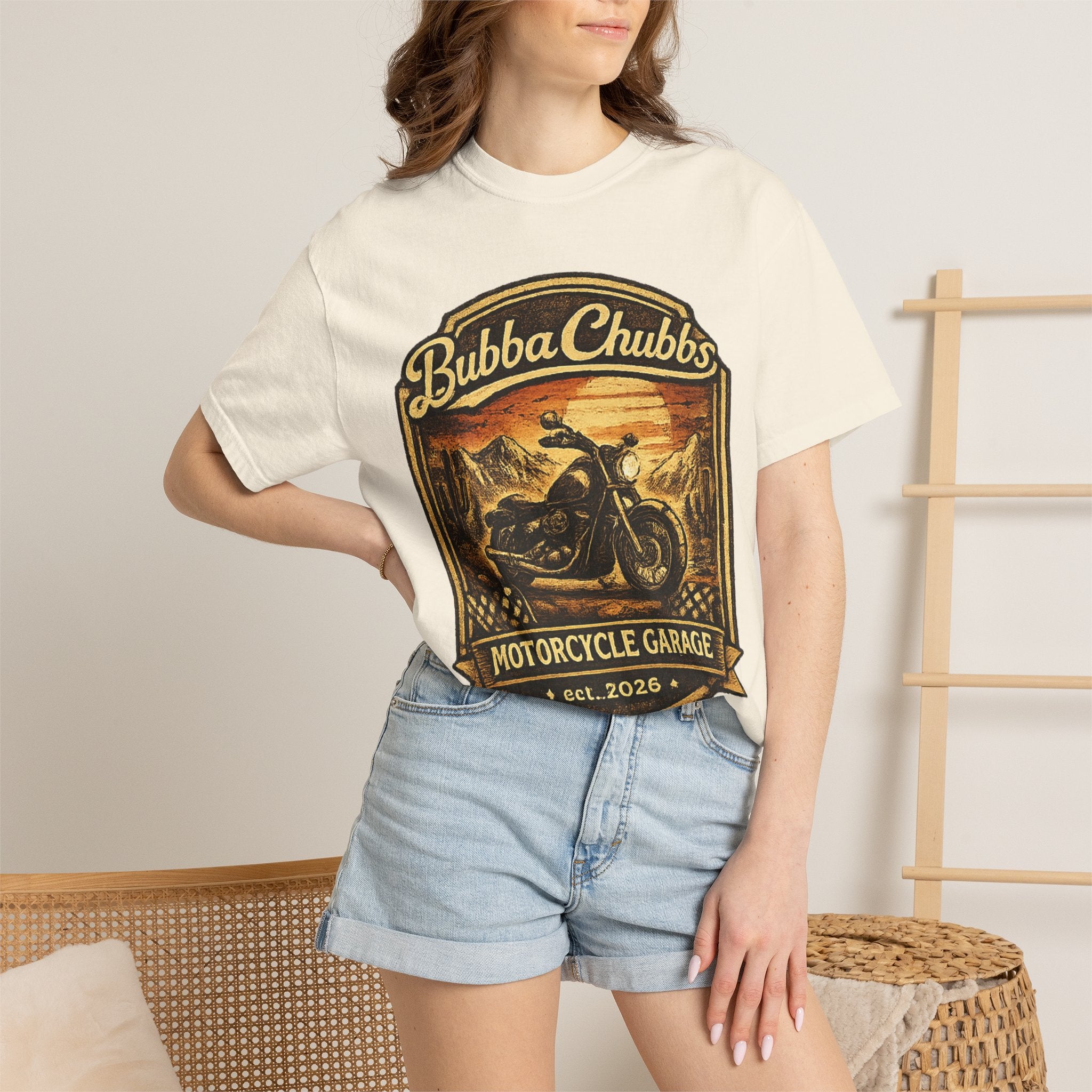 Motorcycle Garage Graphic Tee | BubbaChubbs Biker T-Shirt