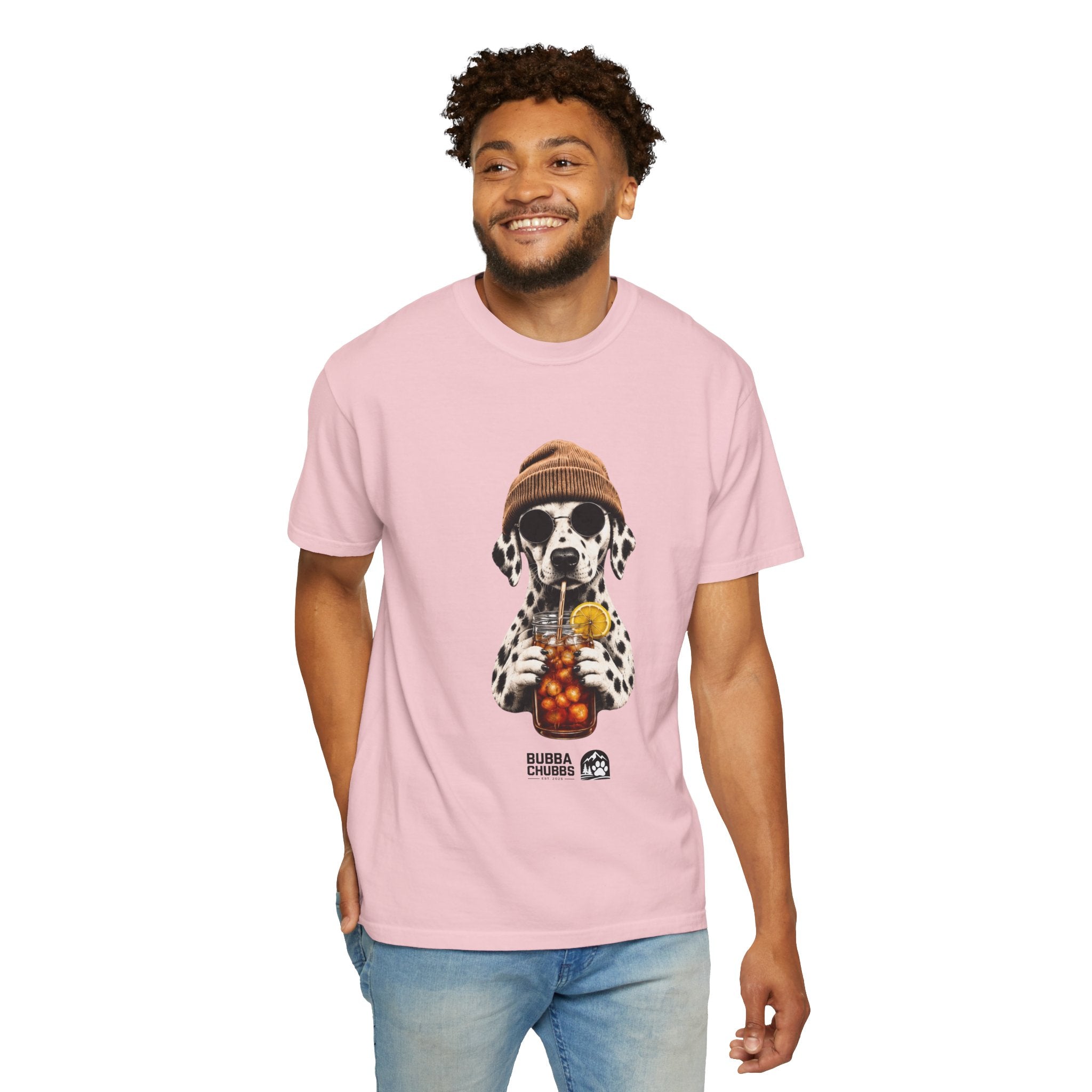 Dalmatian With Bubble Tea T-Shirt — Cute Dog Bubble Tea Graphic Tee Printify