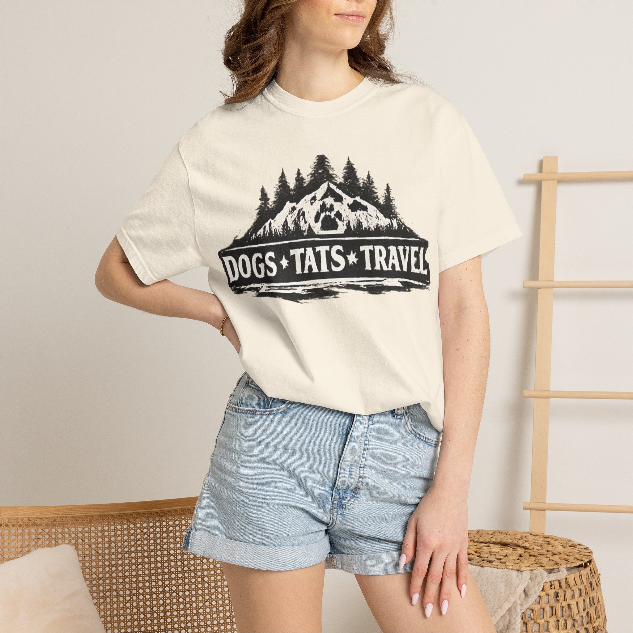 BubbaChubbs Dogs Tats Travel Mountain Tee Printify