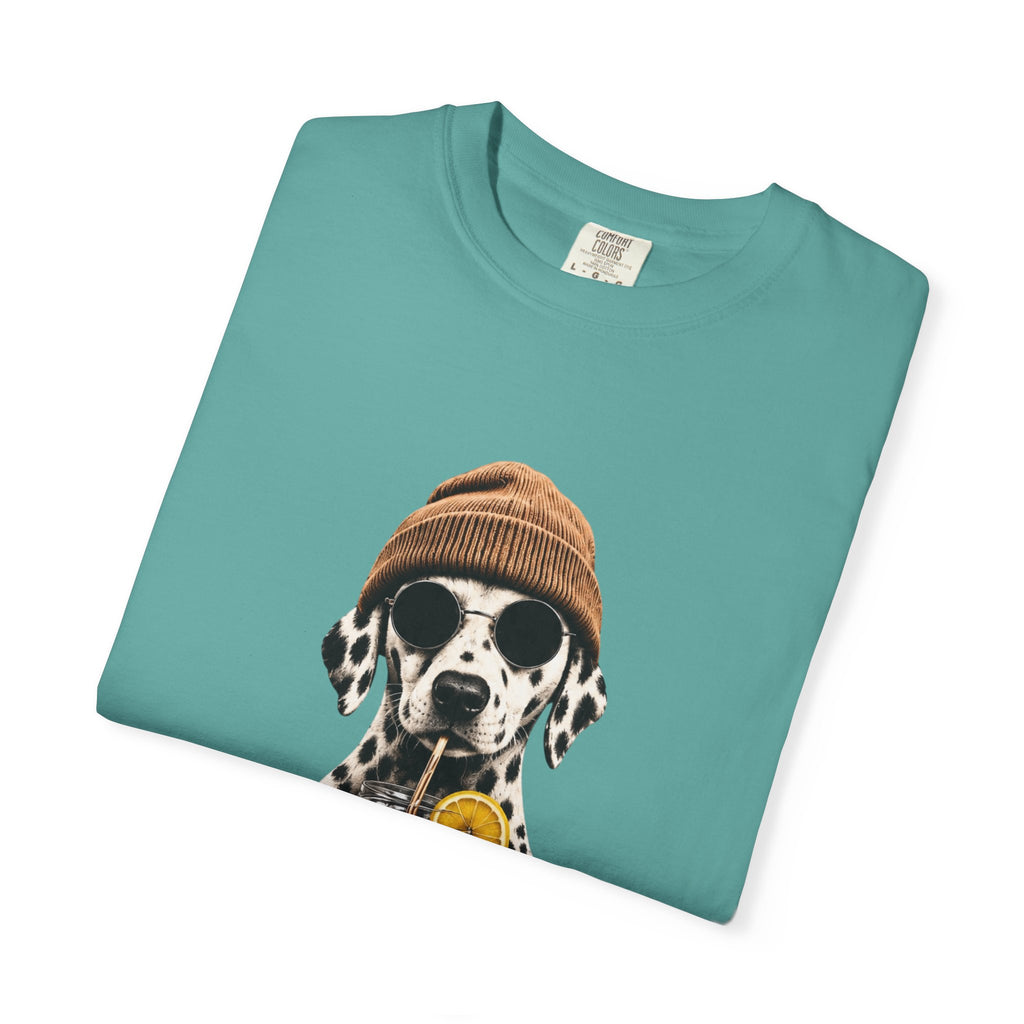 Dalmatian With Bubble Tea T-Shirt — Cute Dog Bubble Tea Graphic Tee Printify