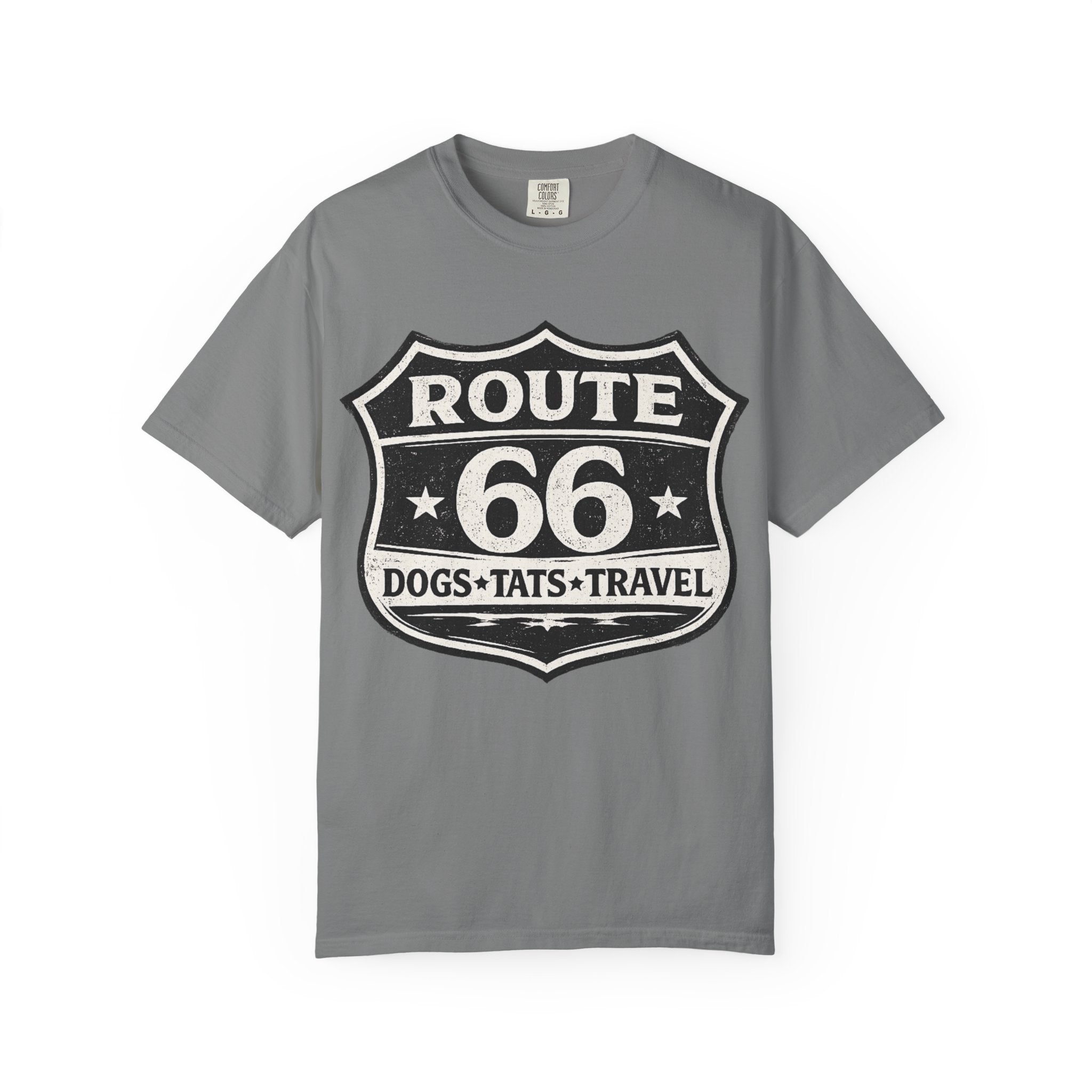 BubbaChubbs Dogs Tats Travel Route 66 Tee Printify