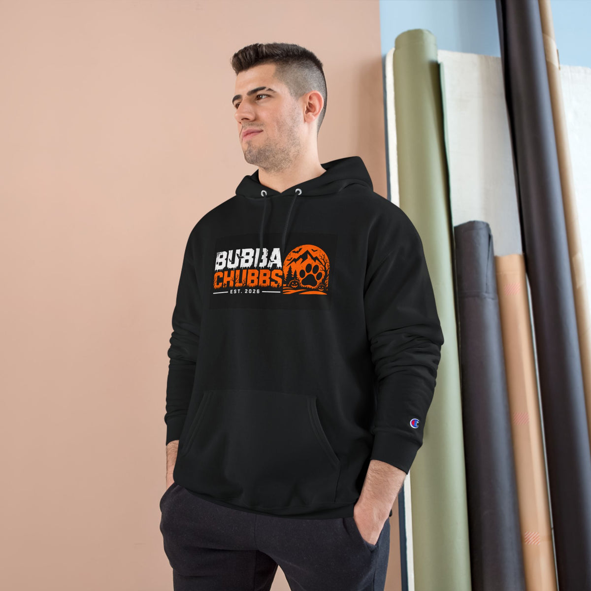 Halloween BubbaChubbs Paw Logo Champion Hoodie