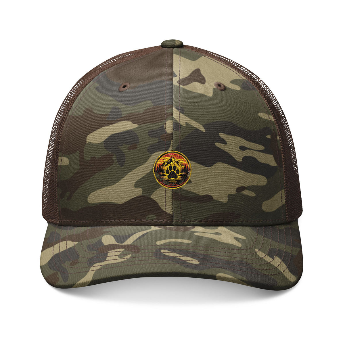Paw Camo Trucker Hat — Embroidered Classic Mesh Cap - BubbaChubbs Brand