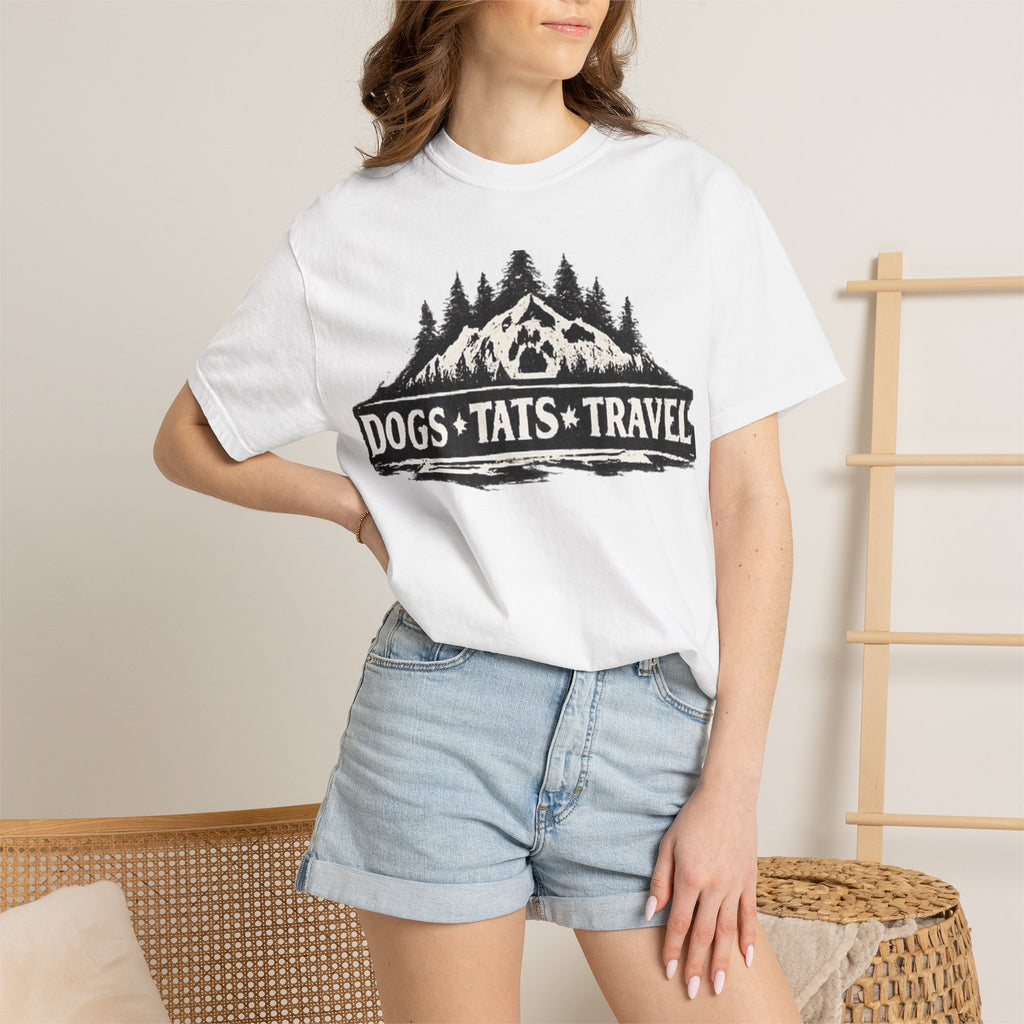 BubbaChubbs Dogs Tats Travel Mountain Tee Printify