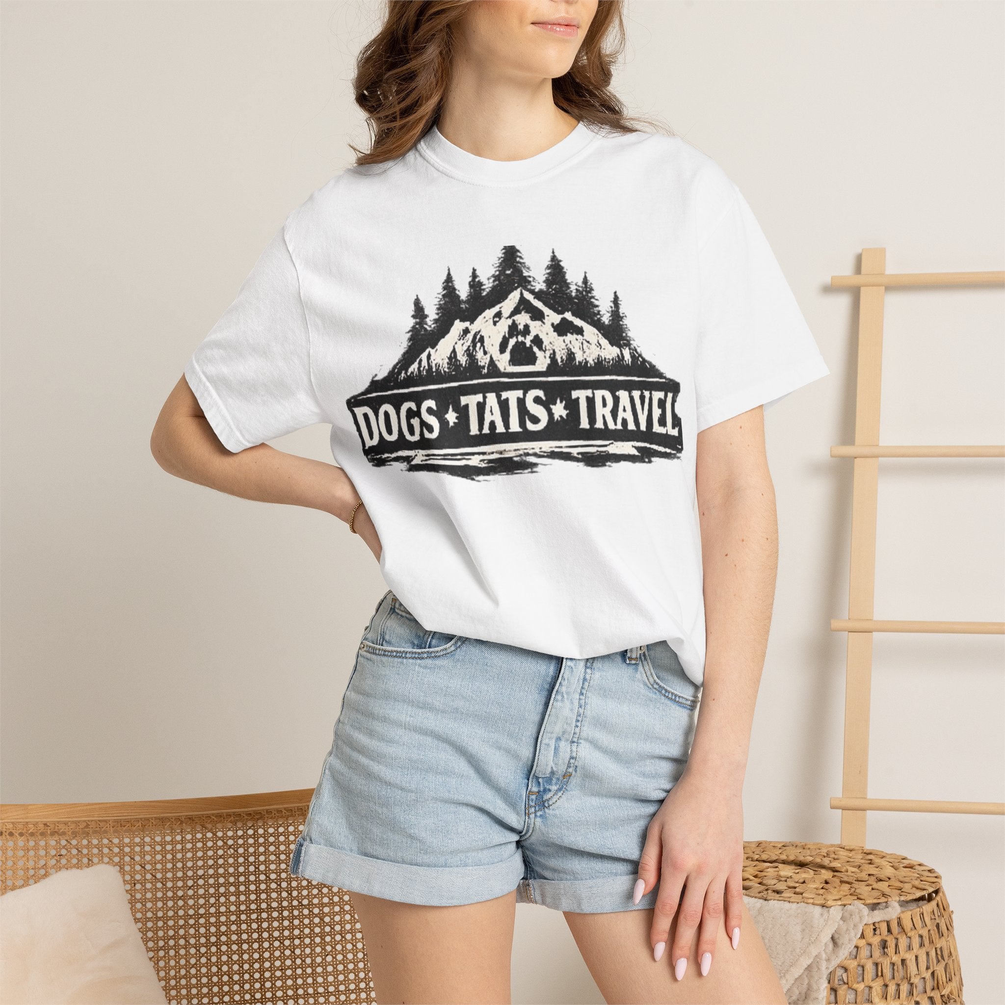 BubbaChubbs Dogs Tats Travel Mountain Tee Printify