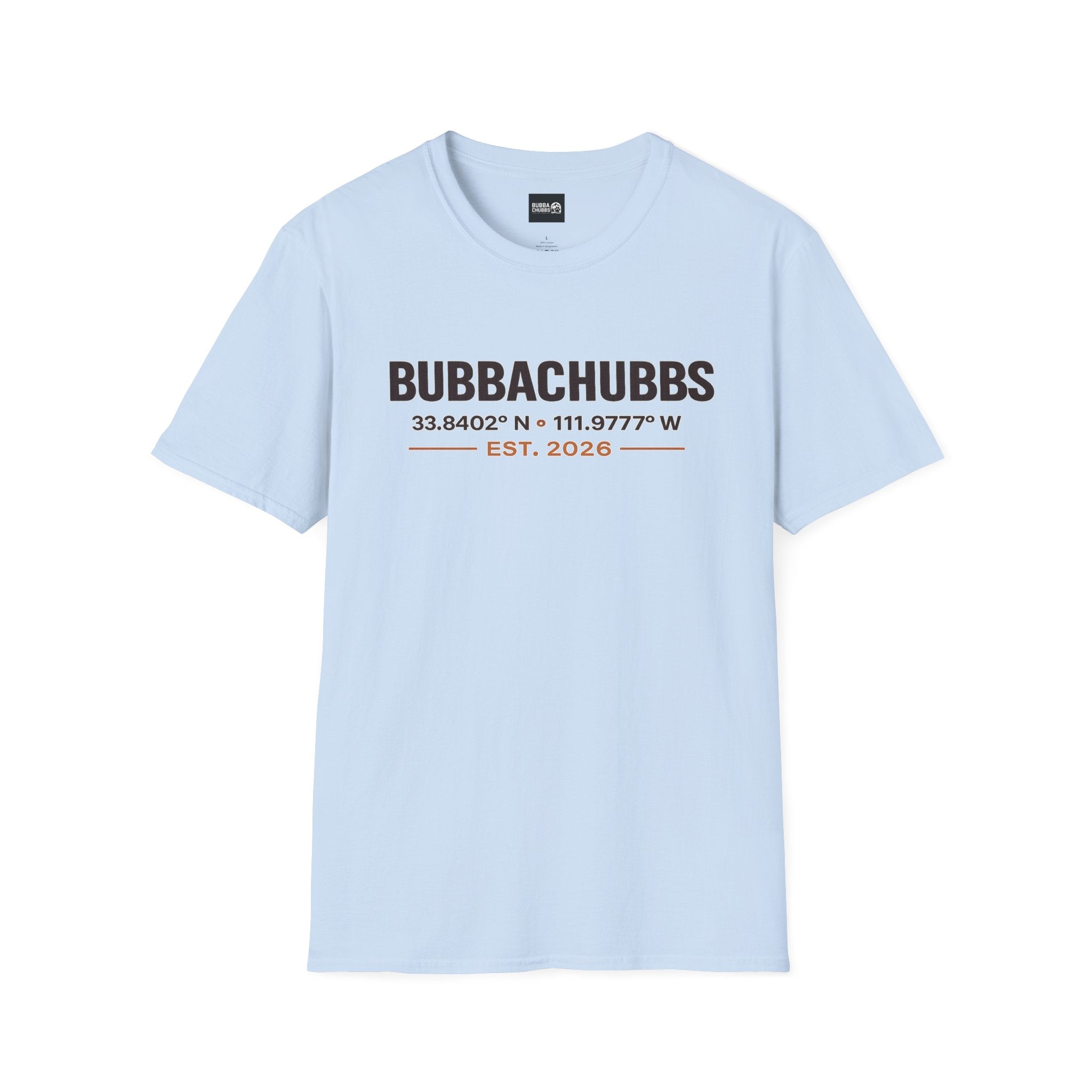 BubbaChubbs Logo front Coordinates Short-Sleeve Tee - BubbaChubbs Brand