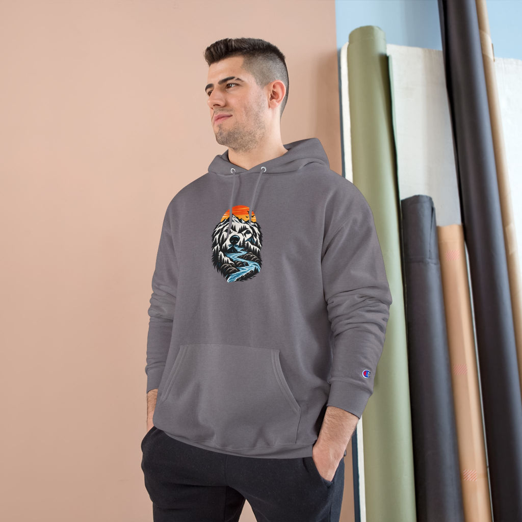 Champion Hoodie — BubbaChubbs Dog Sunset Graphic Hoodie