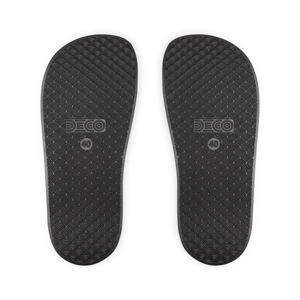 Men's Removable-Strap Slide Sandals — White "Bubba Glubbs" Logo Pool Slides Printify