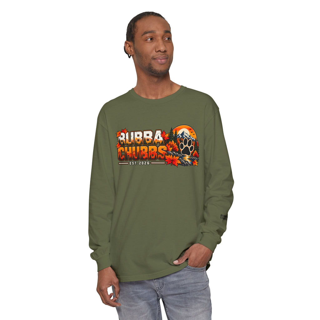BubbaChubbs Fall Pawprint Long Sleeve Tee — Cozy Autumn Pawprint Graphic