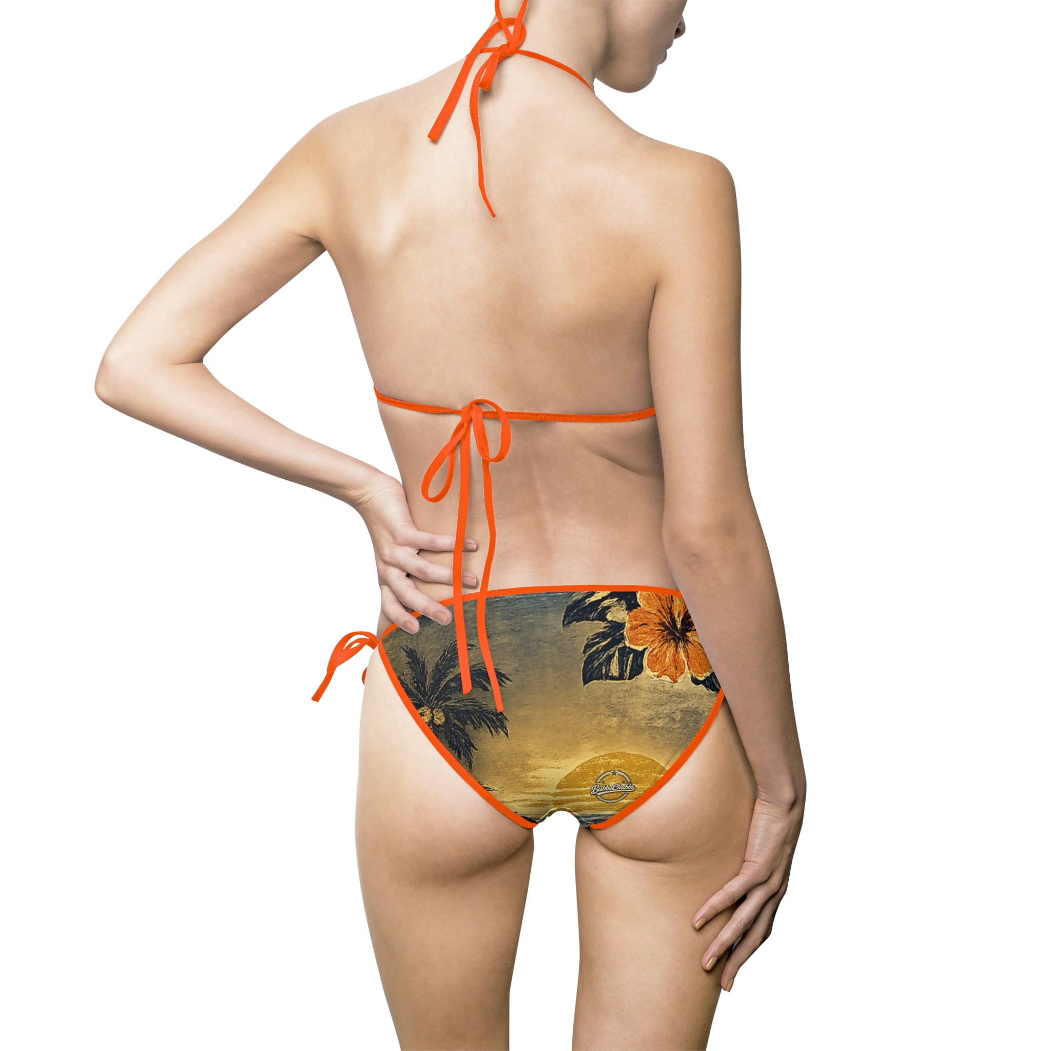BubbaChubbs - Sunset Floral Bikini — Women's Tropical Tie-Side Swimsuit Printify