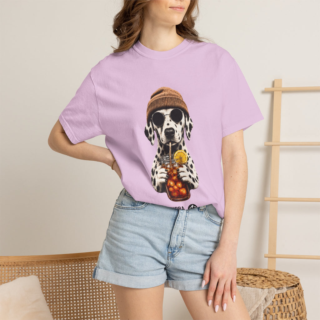 Dalmatian With Bubble Tea T-Shirt — Cute Dog Bubble Tea Graphic Tee Printify