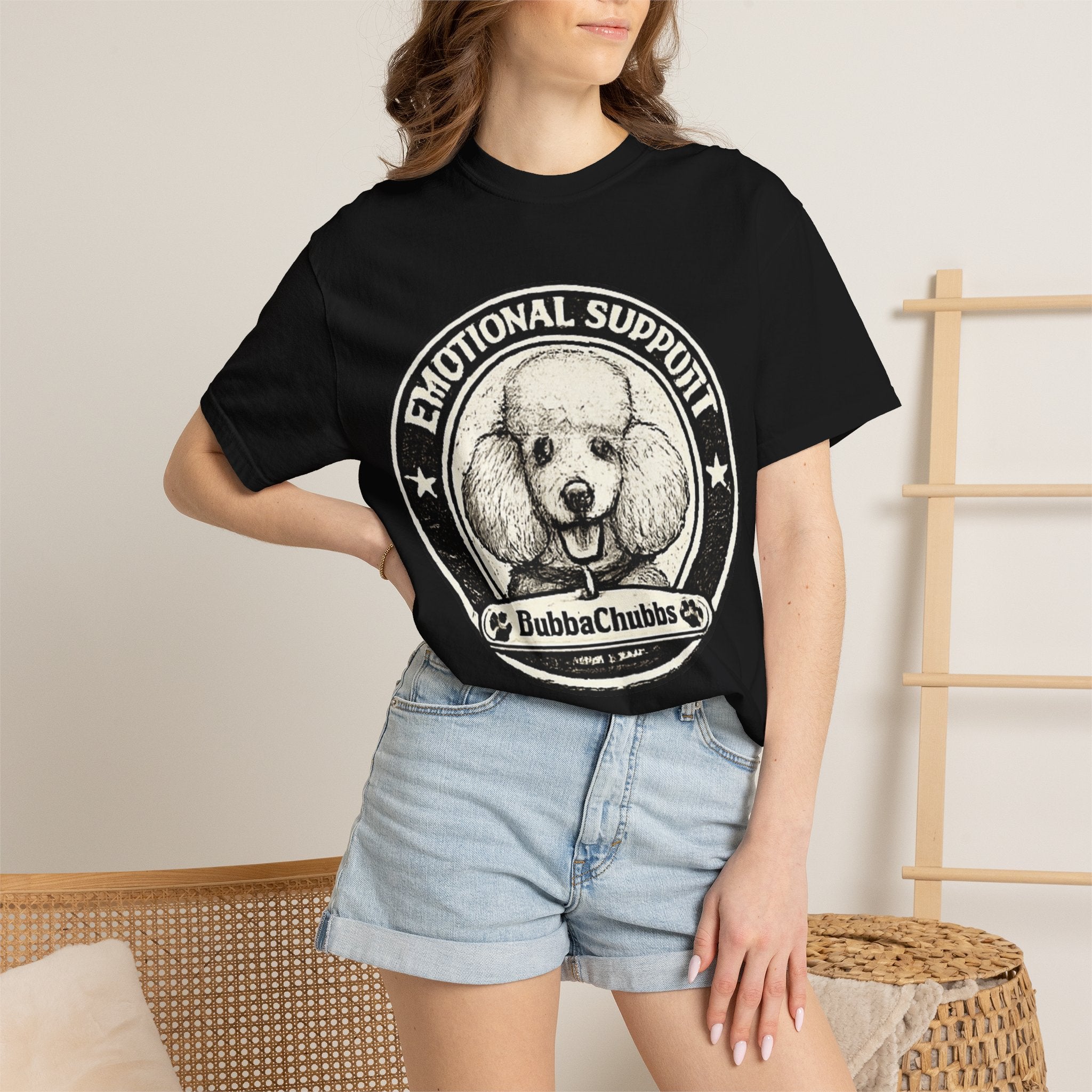 BubbaChubbs Vintage Poodle Emotional Support Style Tee Printify