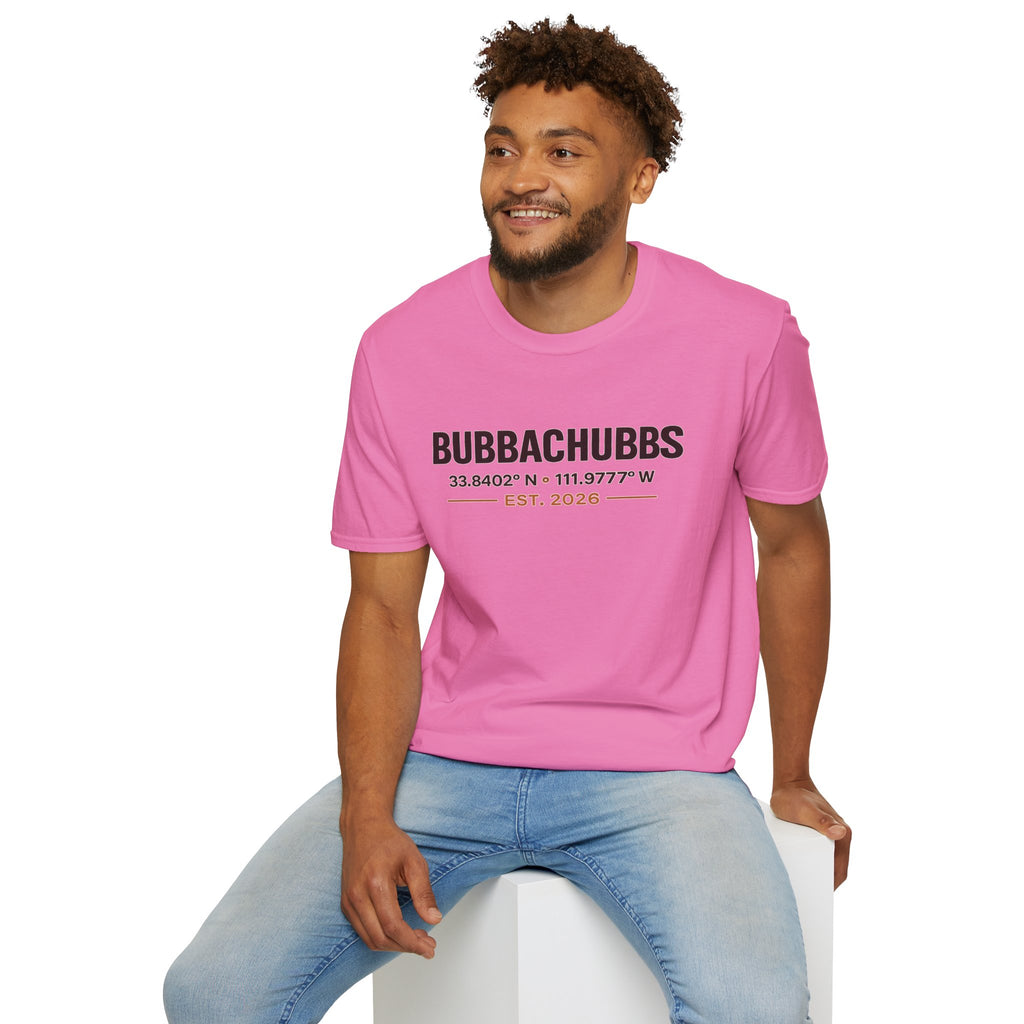 BubbaChubbs Logo front Coordinates Short-Sleeve Tee - BubbaChubbs Brand