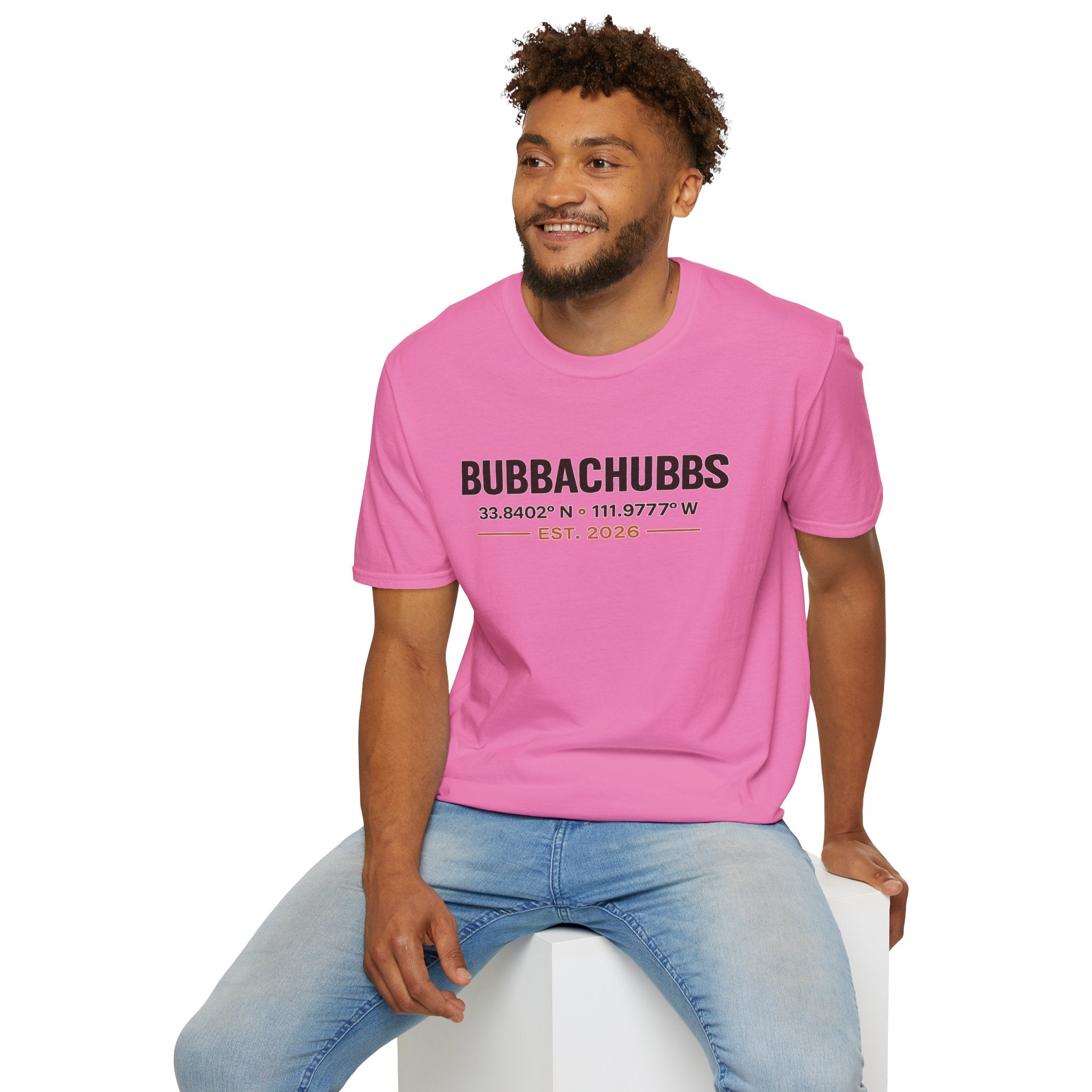 BubbaChubbs Logo front Coordinates Short-Sleeve Tee - BubbaChubbs Brand