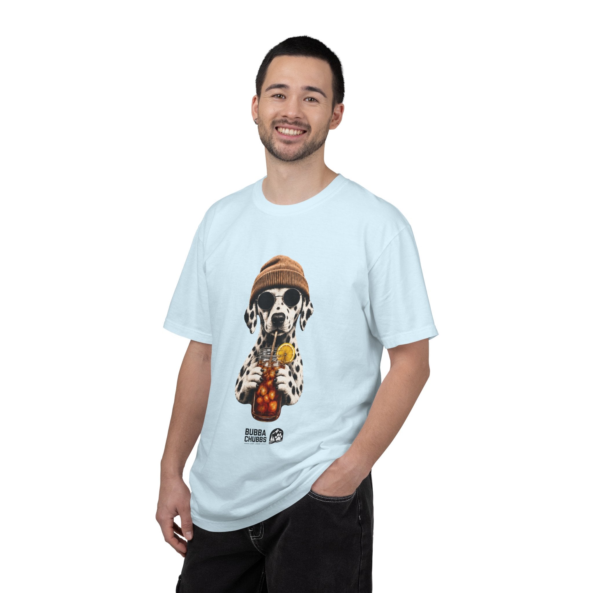 Dalmatian With Bubble Tea T-Shirt — Cute Dog Bubble Tea Graphic Tee Printify