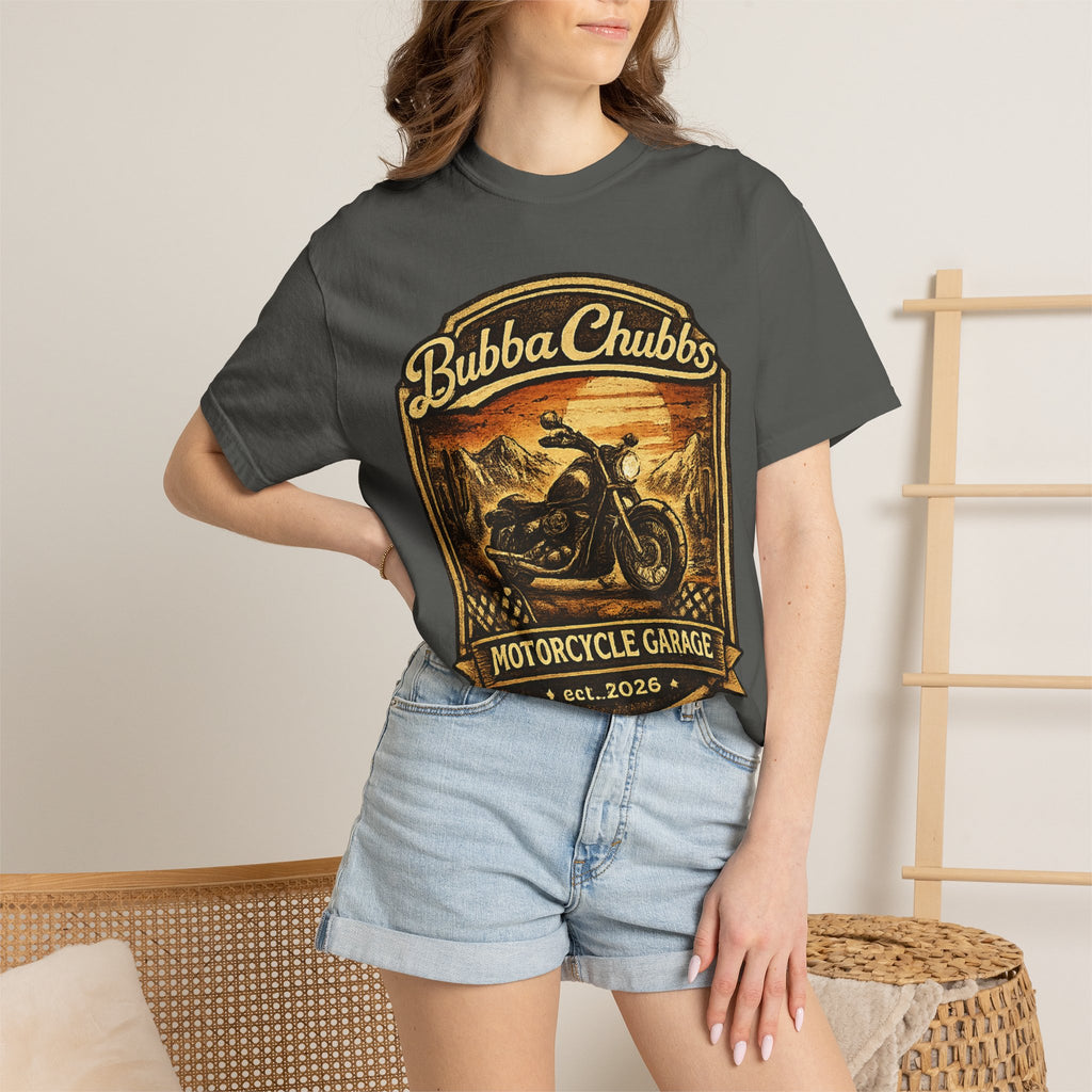 Motorcycle Garage Graphic Tee | BubbaChubbs Biker T-Shirt