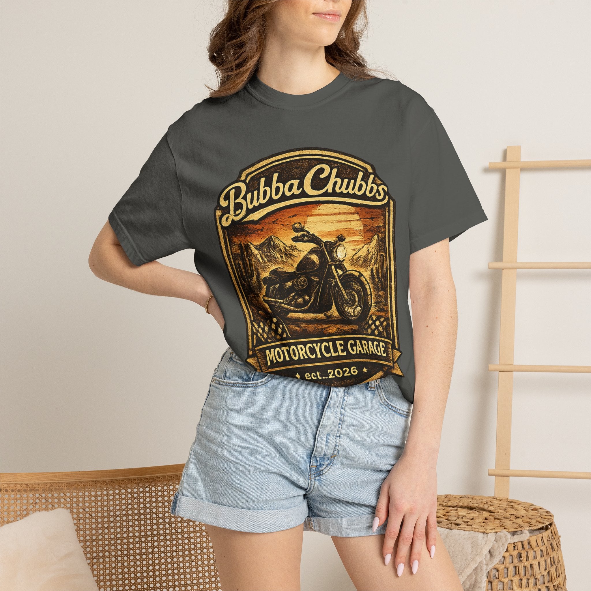 Motorcycle Garage Graphic Tee | BubbaChubbs Biker T-Shirt