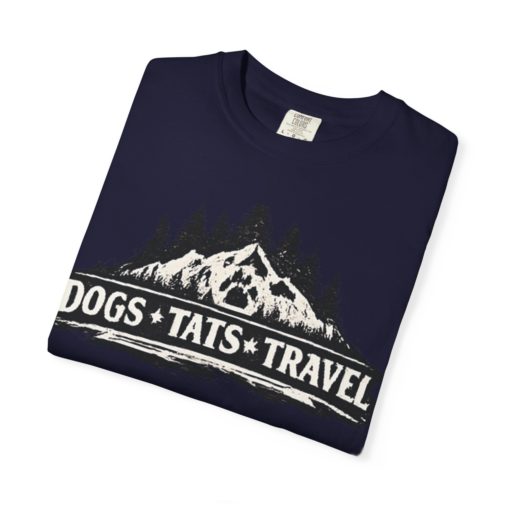 BubbaChubbs Dogs Tats Travel Mountain Tee Printify