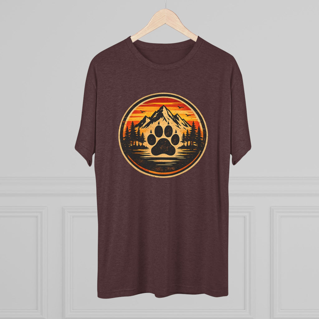 Outdoor Paw Print T‑Shirt — Mountain Sunset Wildlife Graphic - BubbaChubbs Brand