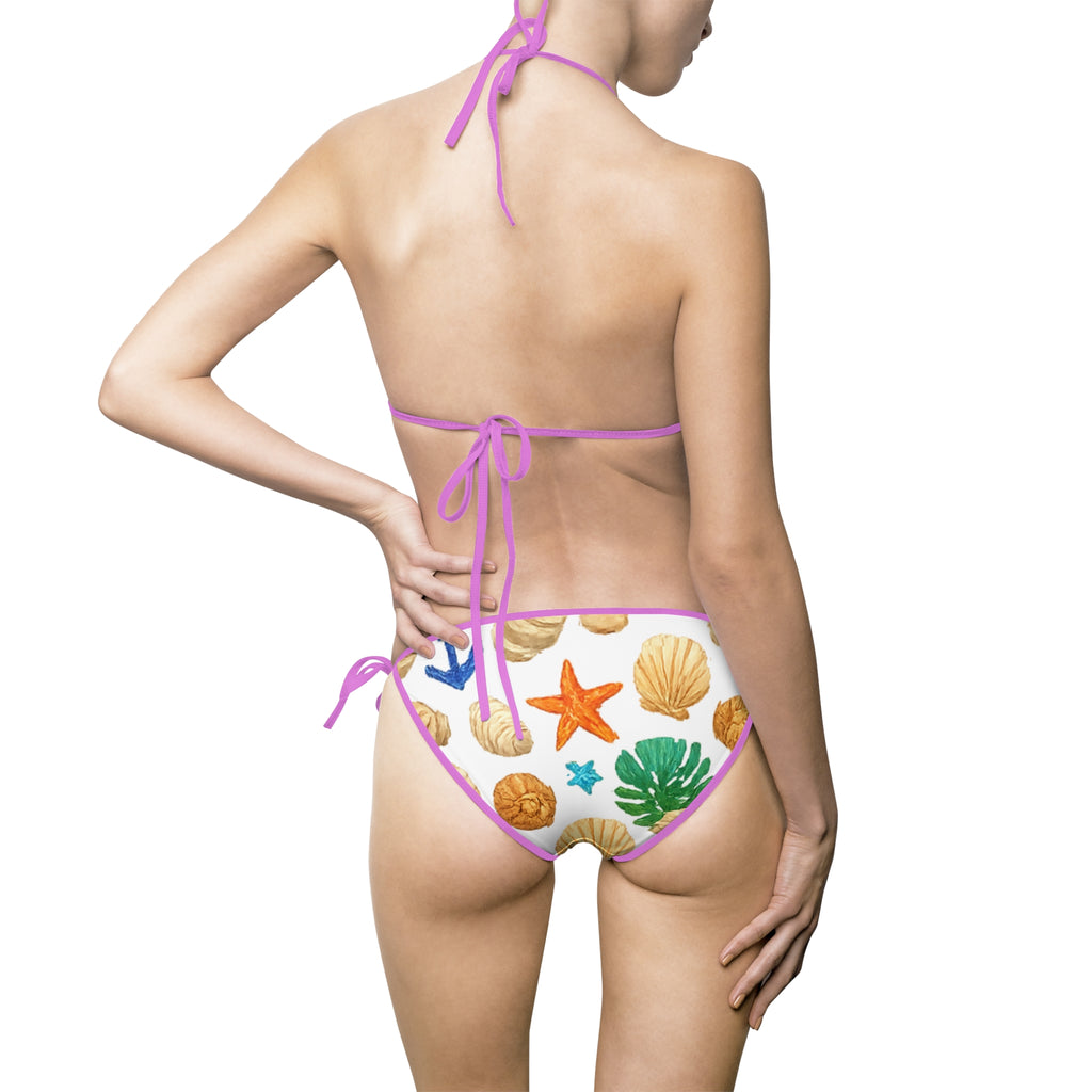 BubbaChubbs - Shells Bikini — Women's Tropical Tie-Side Swimsuit Printify