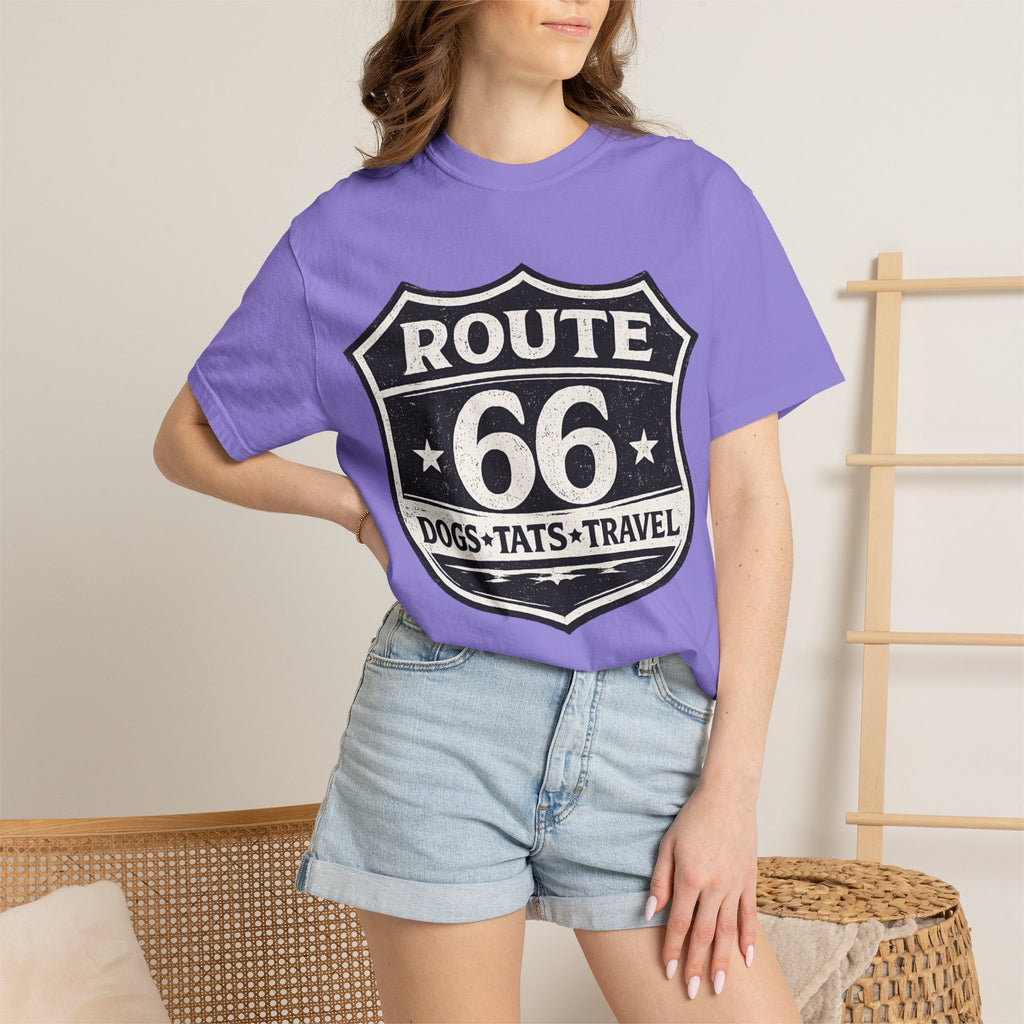 BubbaChubbs Dogs Tats Travel Route 66 Tee Printify