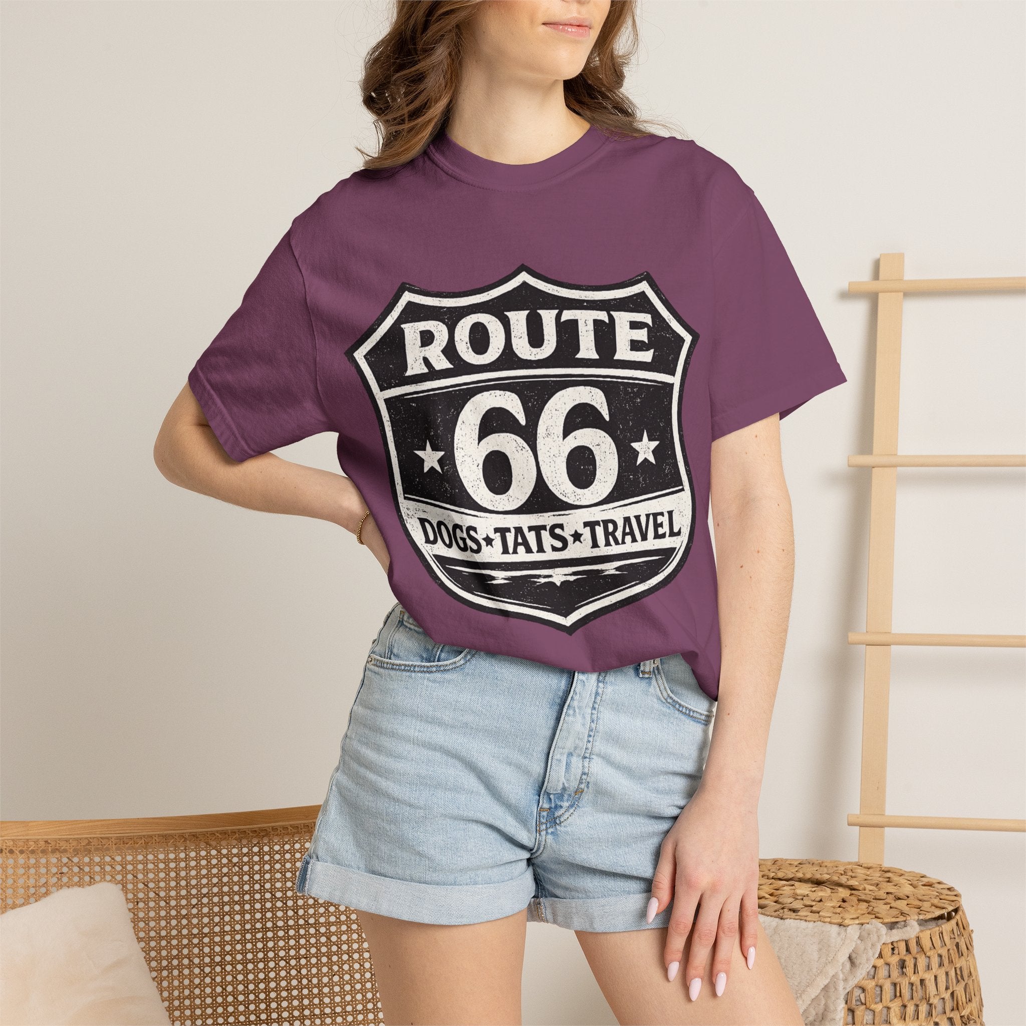 BubbaChubbs Dogs Tats Travel Route 66 Tee Printify