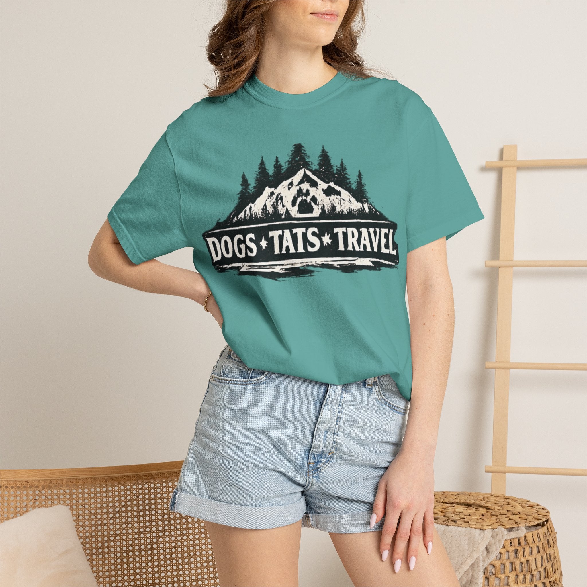 BubbaChubbs Dogs Tats Travel Mountain Tee Printify