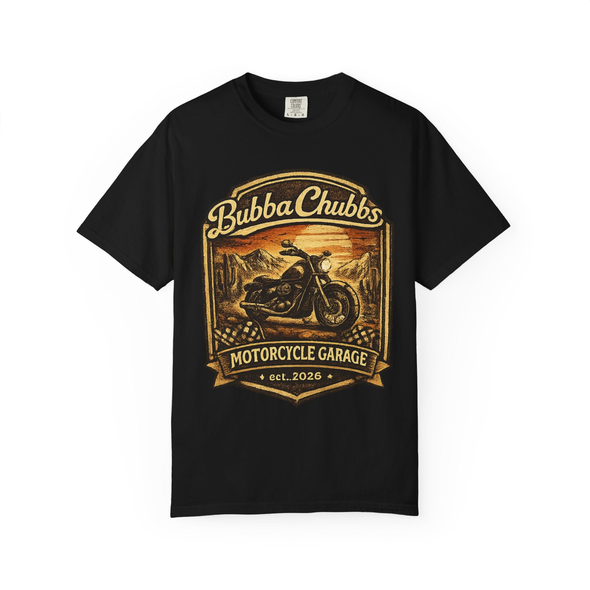 Motorcycle Garage Graphic Tee | BubbaChubbs Biker T-Shirt