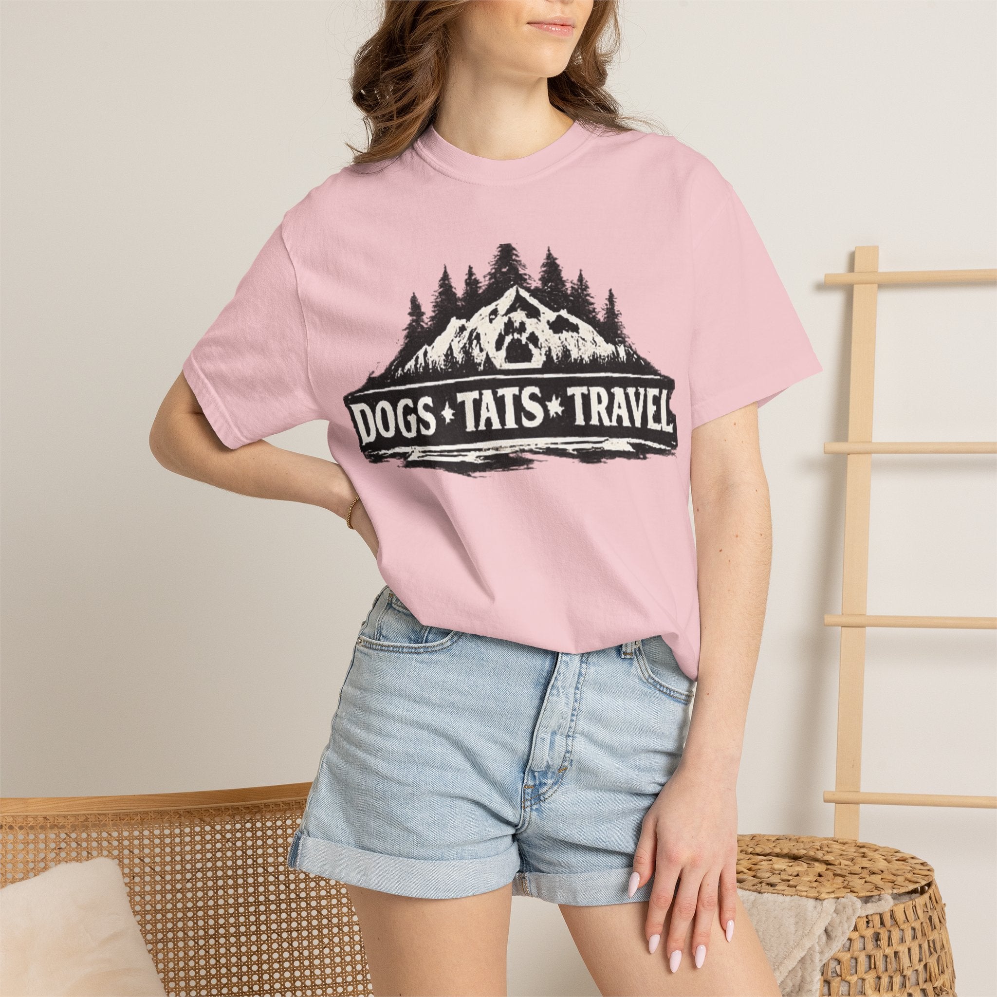 BubbaChubbs Dogs Tats Travel Mountain Tee Printify