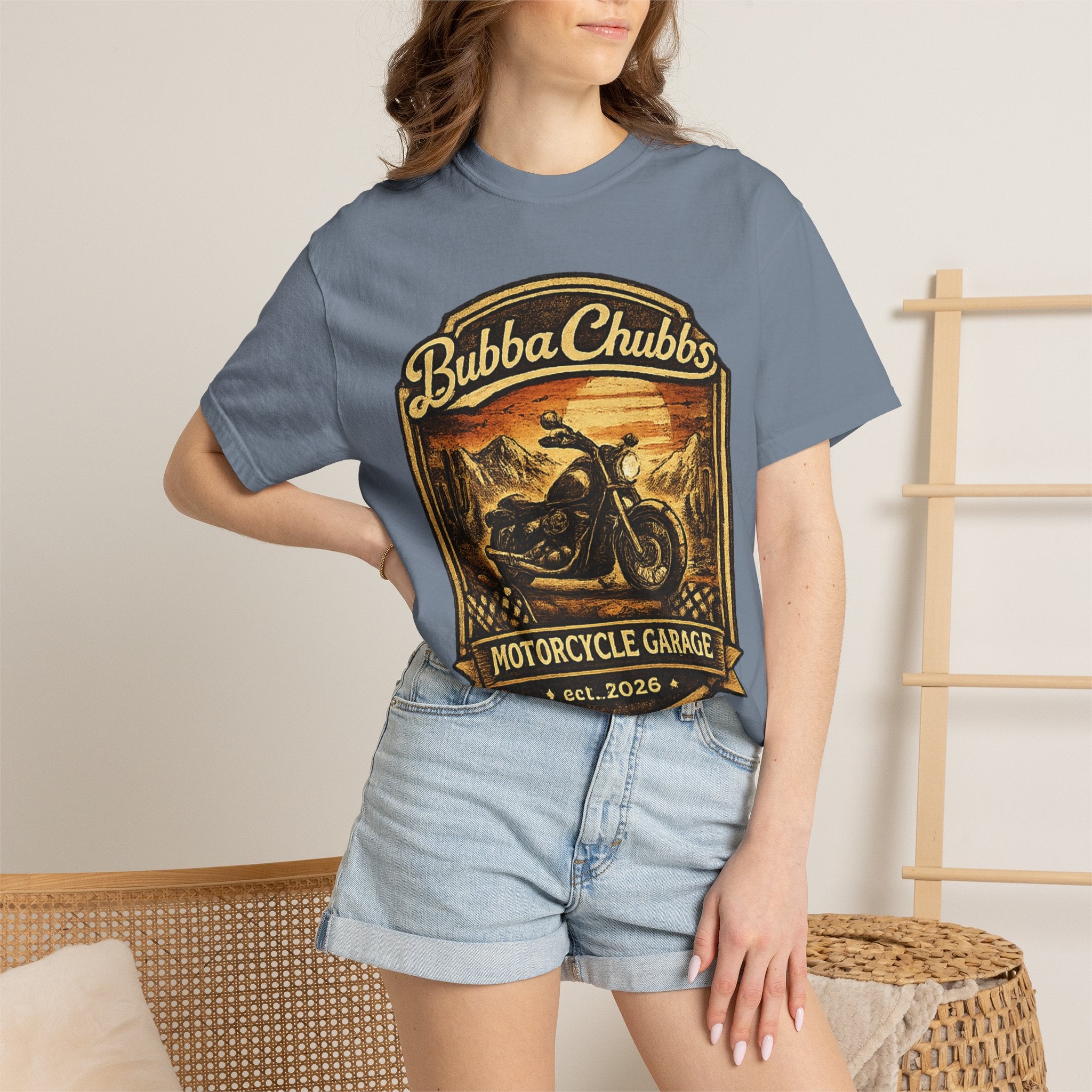 Motorcycle Garage Graphic Tee | BubbaChubbs Biker T-Shirt