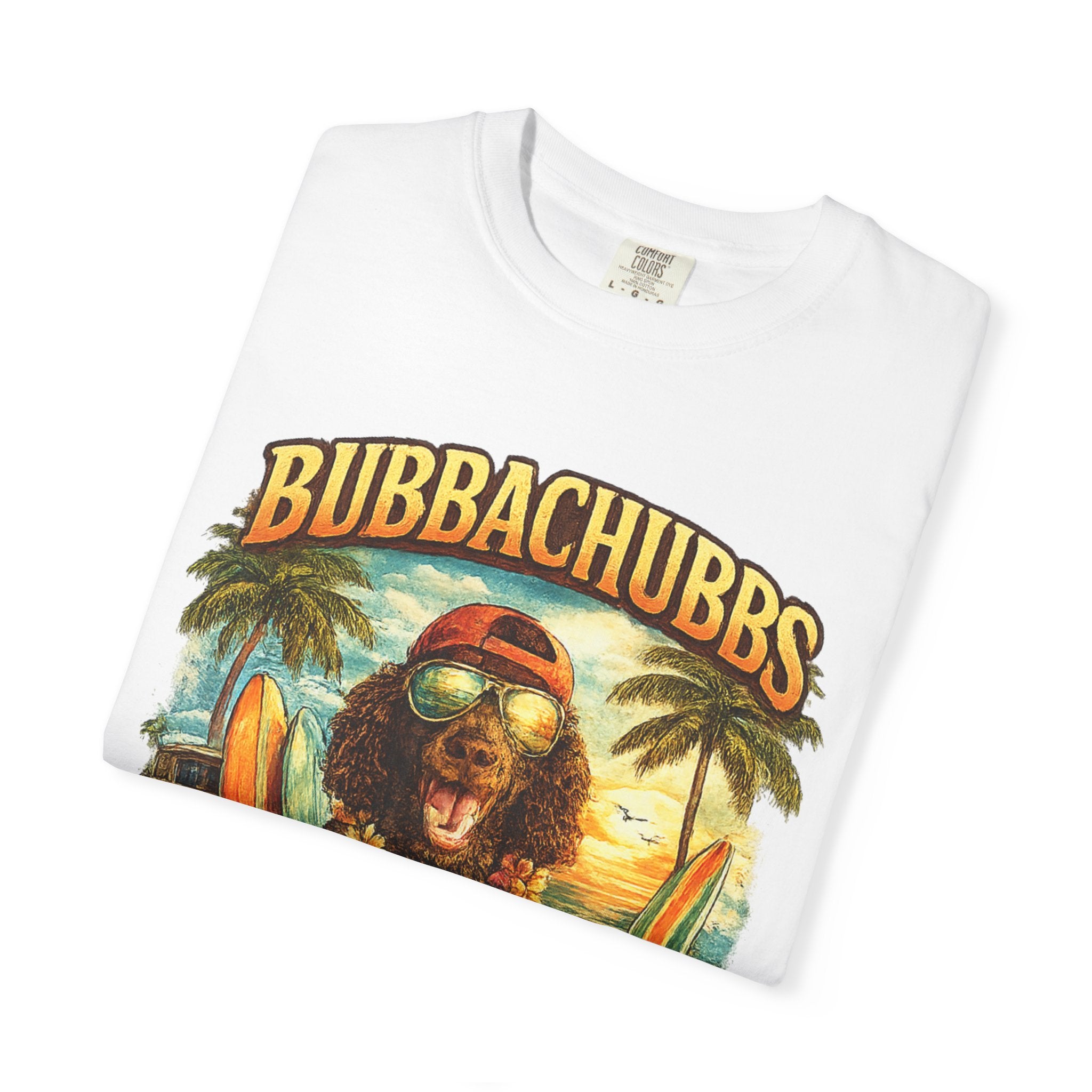 Bubbachubbs Surf Dog T-Shirt — "Livin' That Summer Life" Vintage Beach Tee Printify