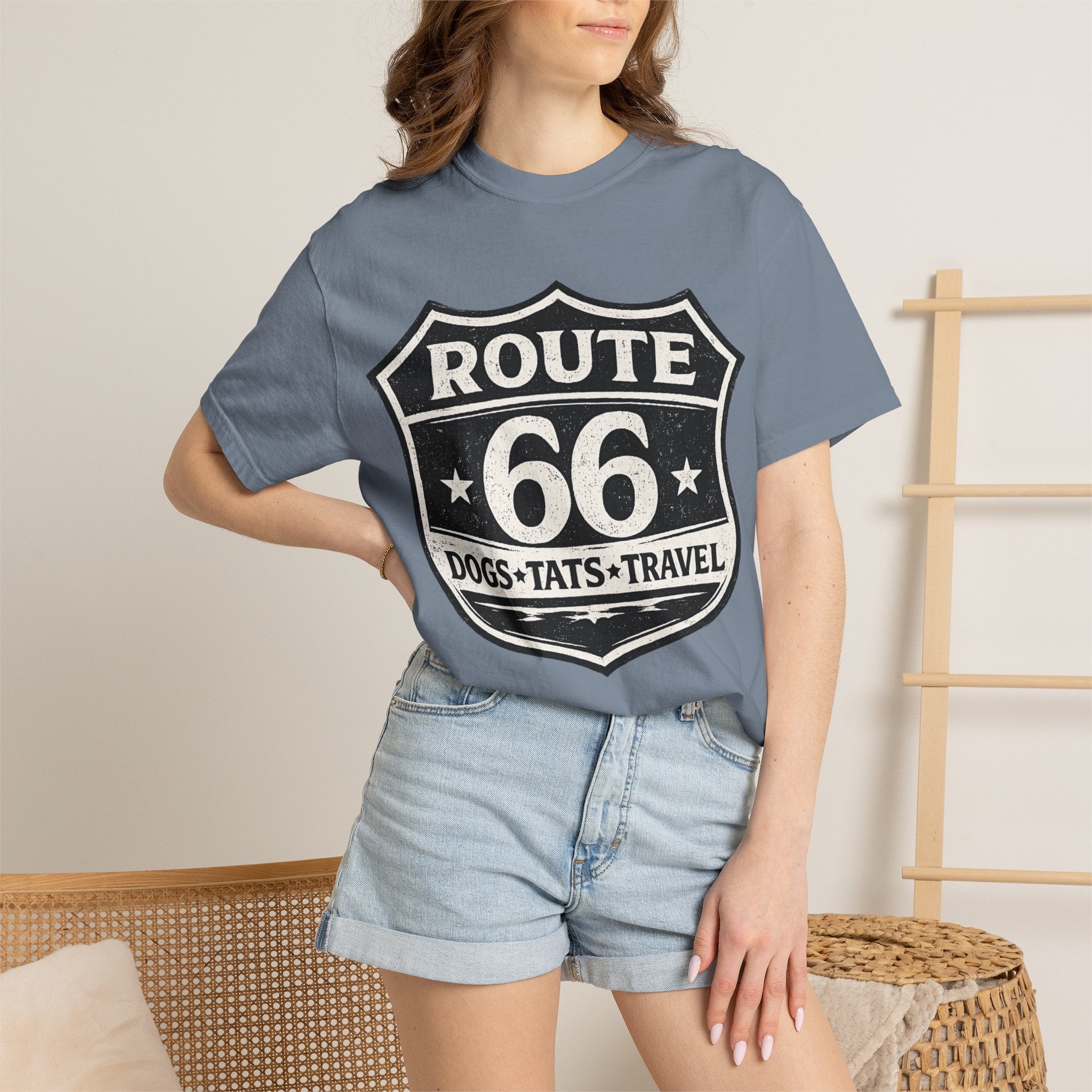BubbaChubbs Dogs Tats Travel Route 66 Tee Printify