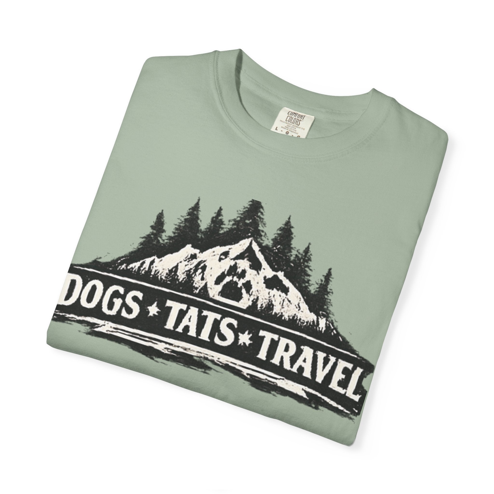 BubbaChubbs Dogs Tats Travel Mountain Tee Printify