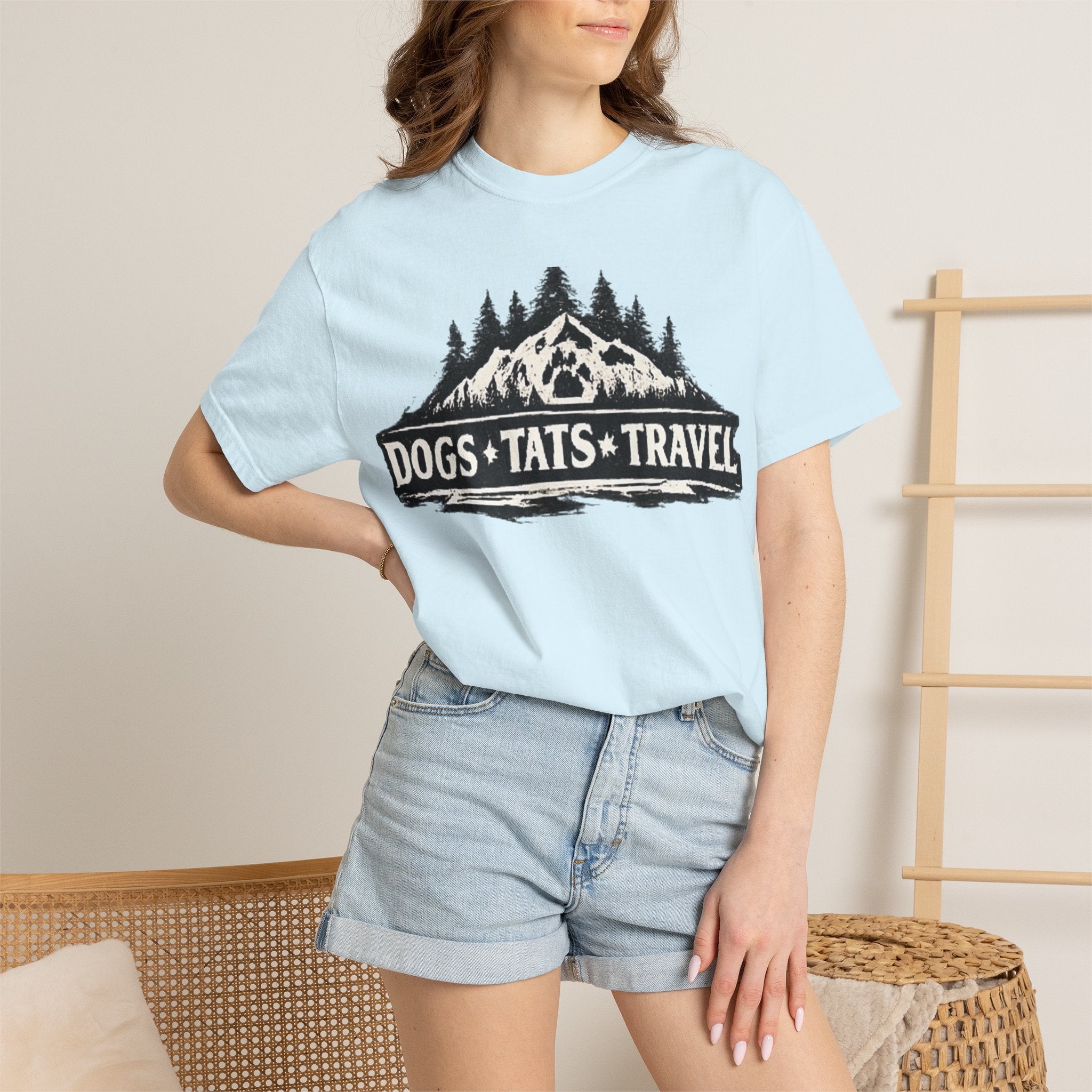 BubbaChubbs Dogs Tats Travel Mountain Tee Printify