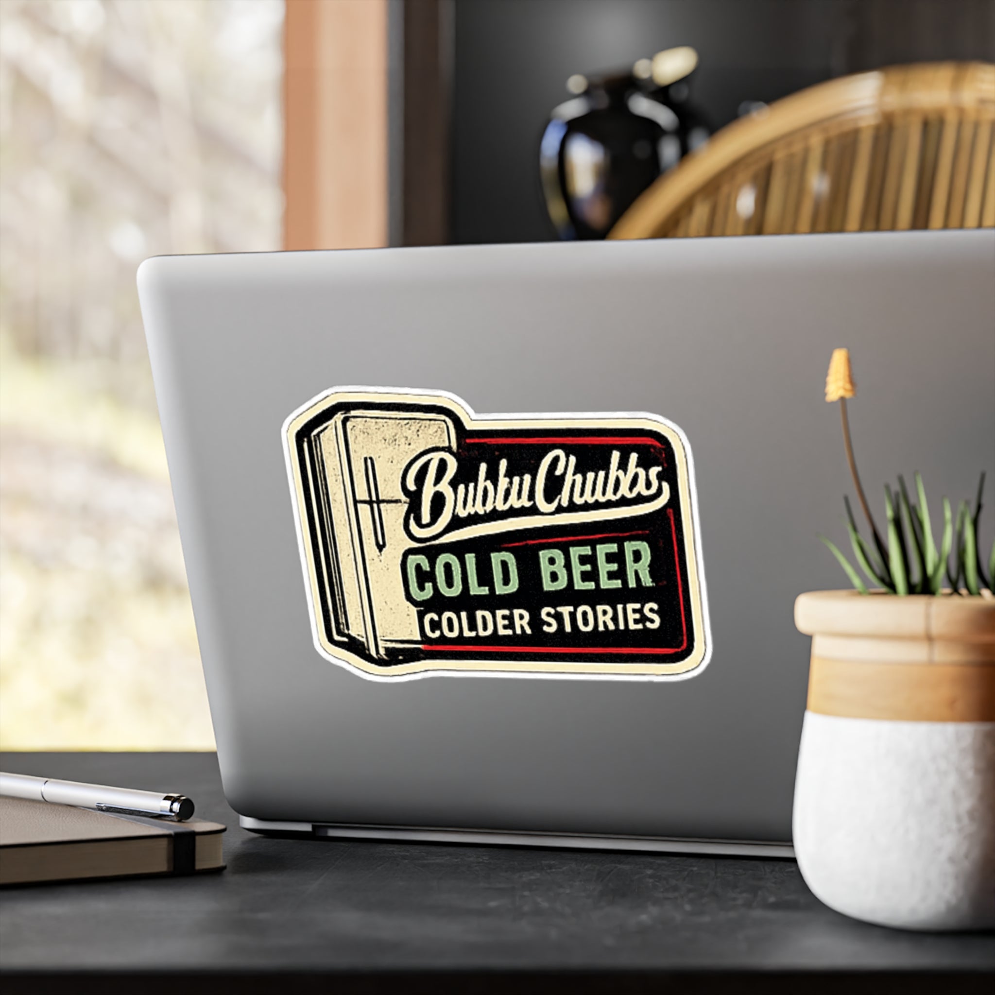 BubbaChubbs Logo Vinyl Sticker  - Cold Beer - Cut Decal Printify
