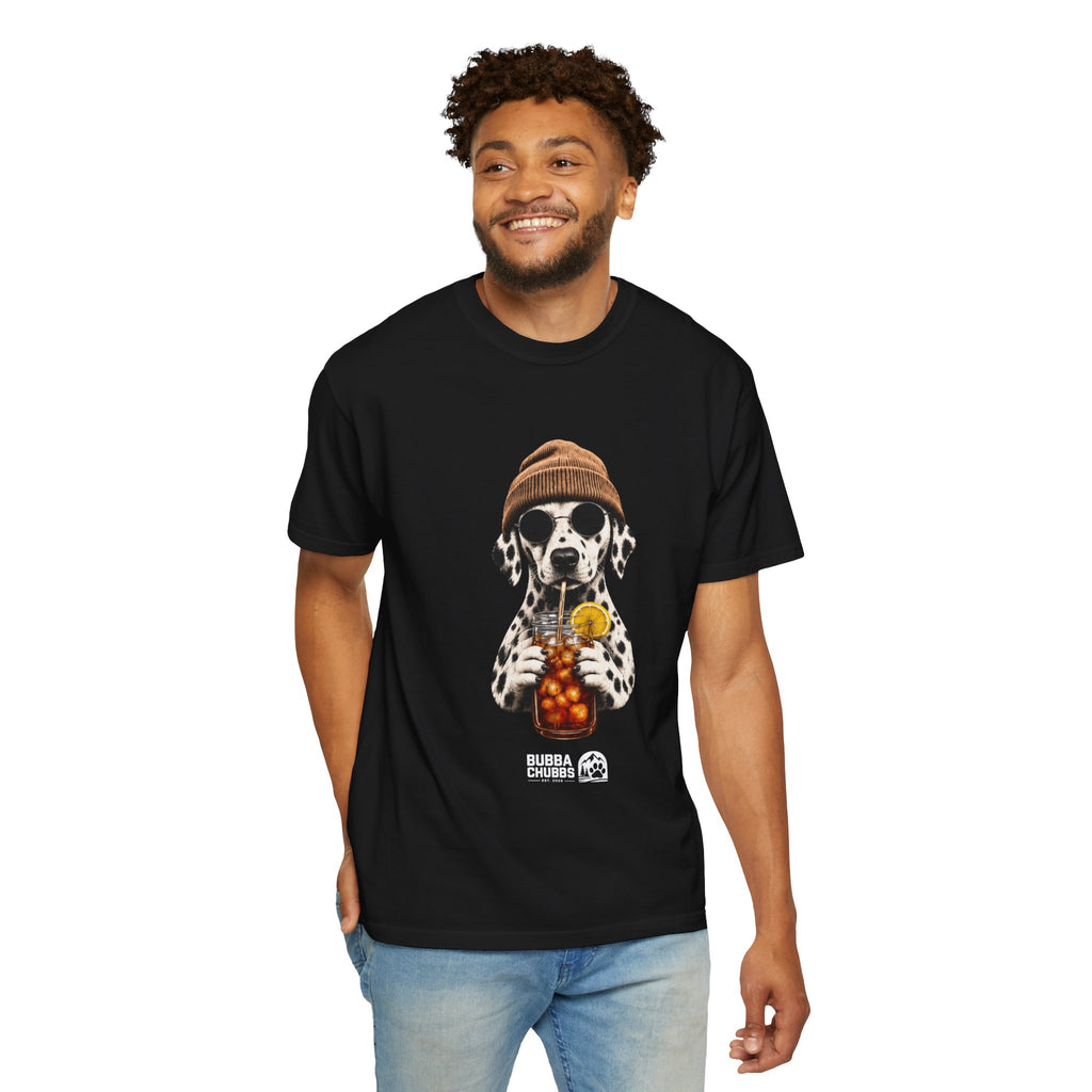 Dalmatian With Bubble Tea T-Shirt — Cute Dog Bubble Tea Graphic Tee Printify