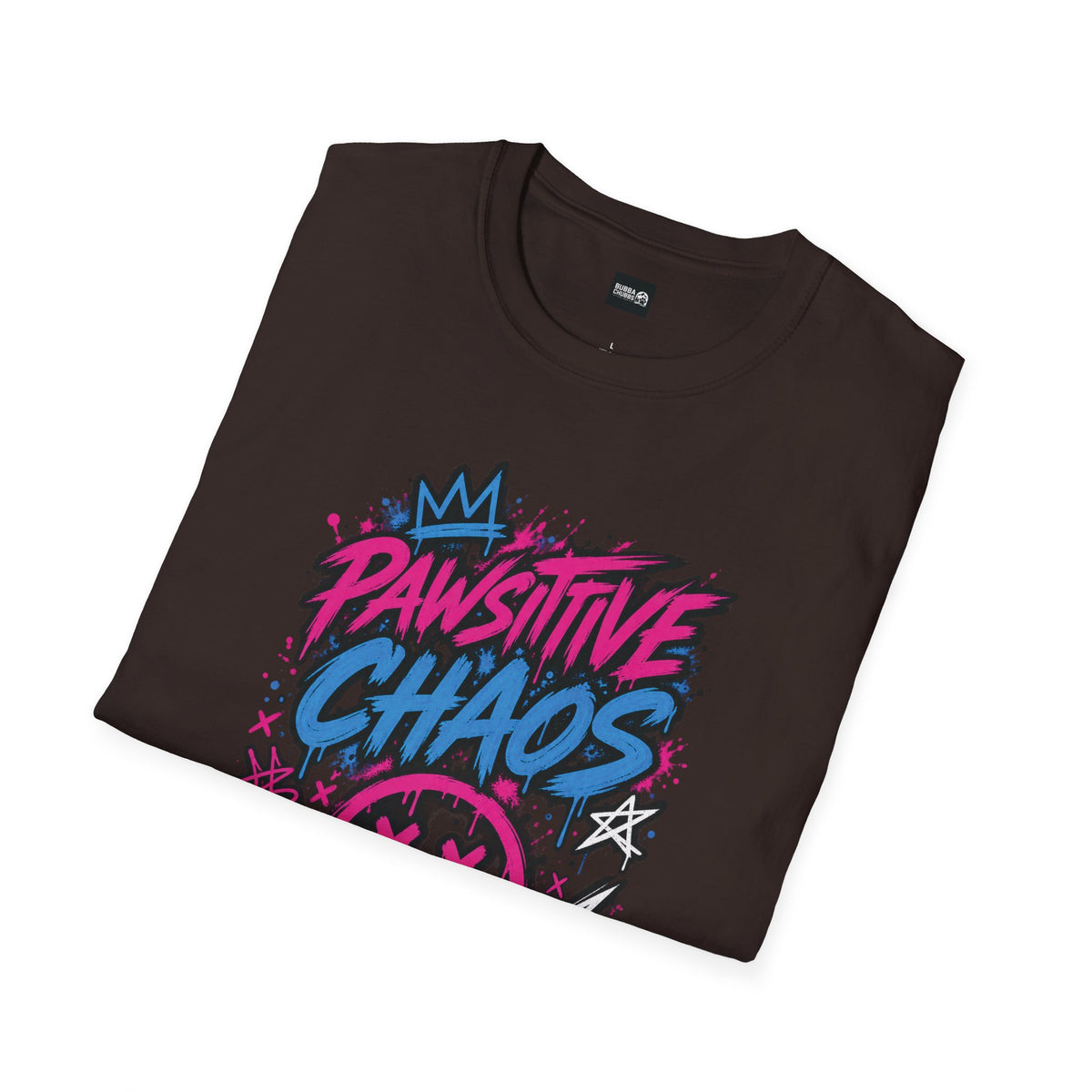 Pawsitive Chaos T-Shirt — Neon Grunge Graphic Tee