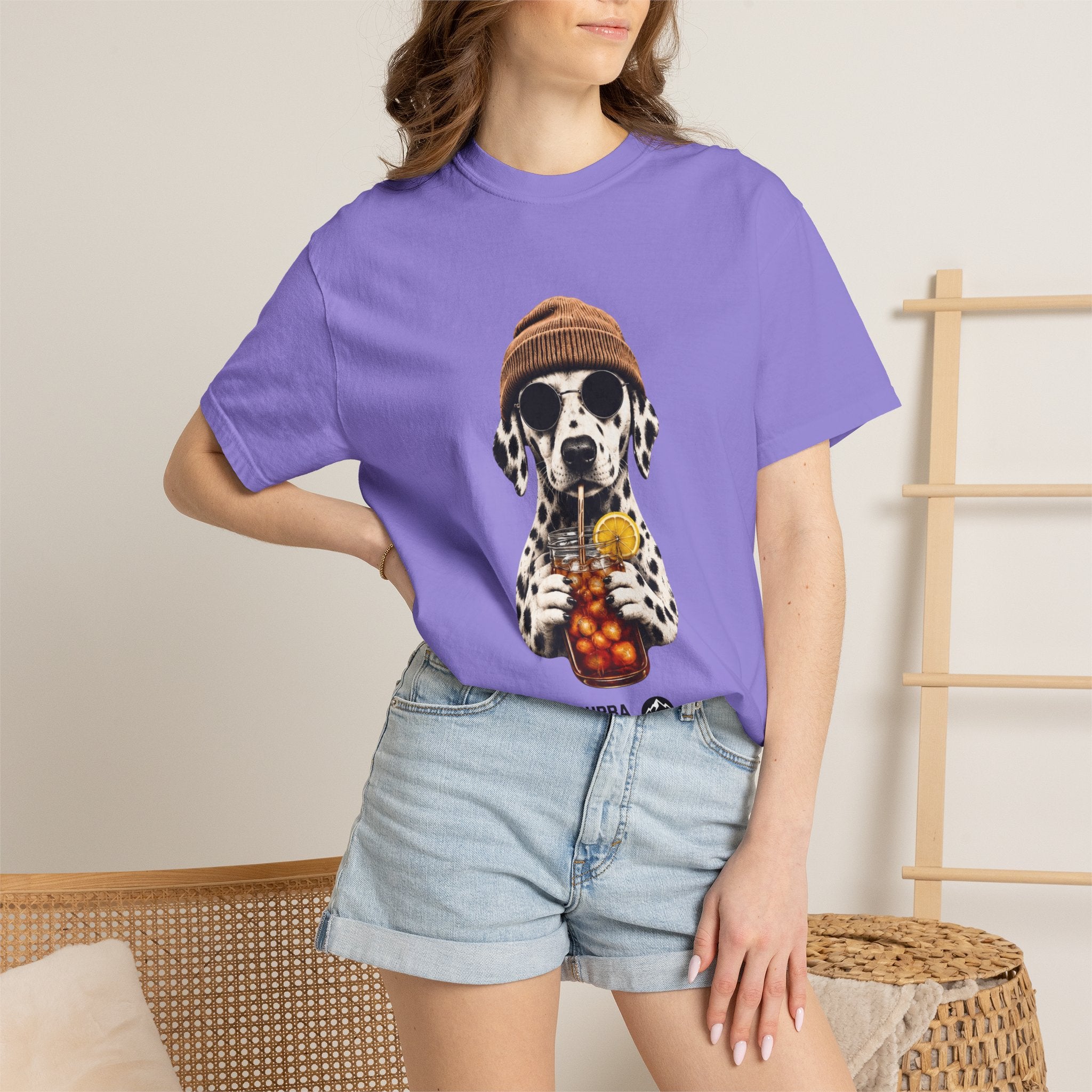 Dalmatian With Bubble Tea T-Shirt — Cute Dog Bubble Tea Graphic Tee Printify