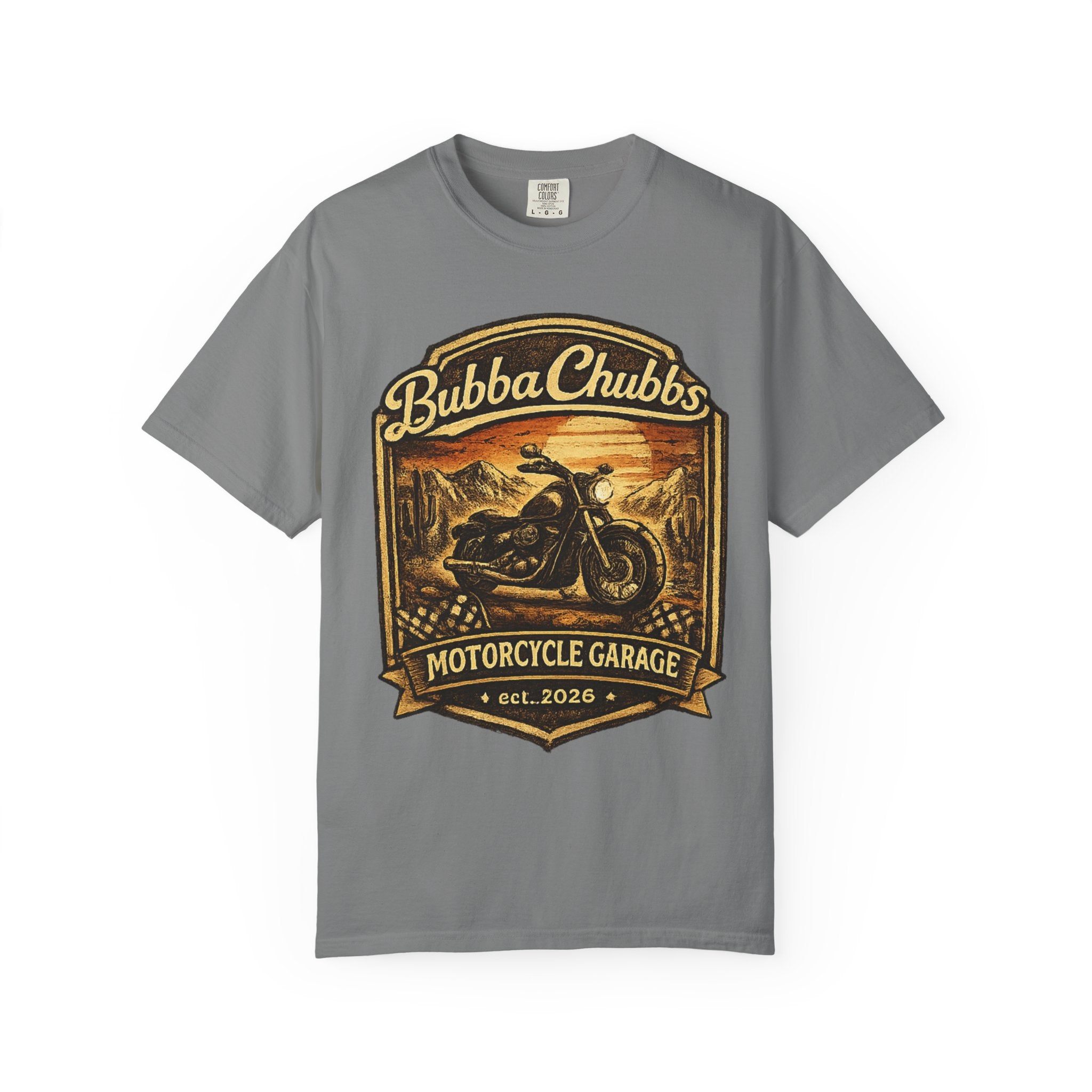 Motorcycle Garage Graphic Tee | BubbaChubbs Biker T-Shirt