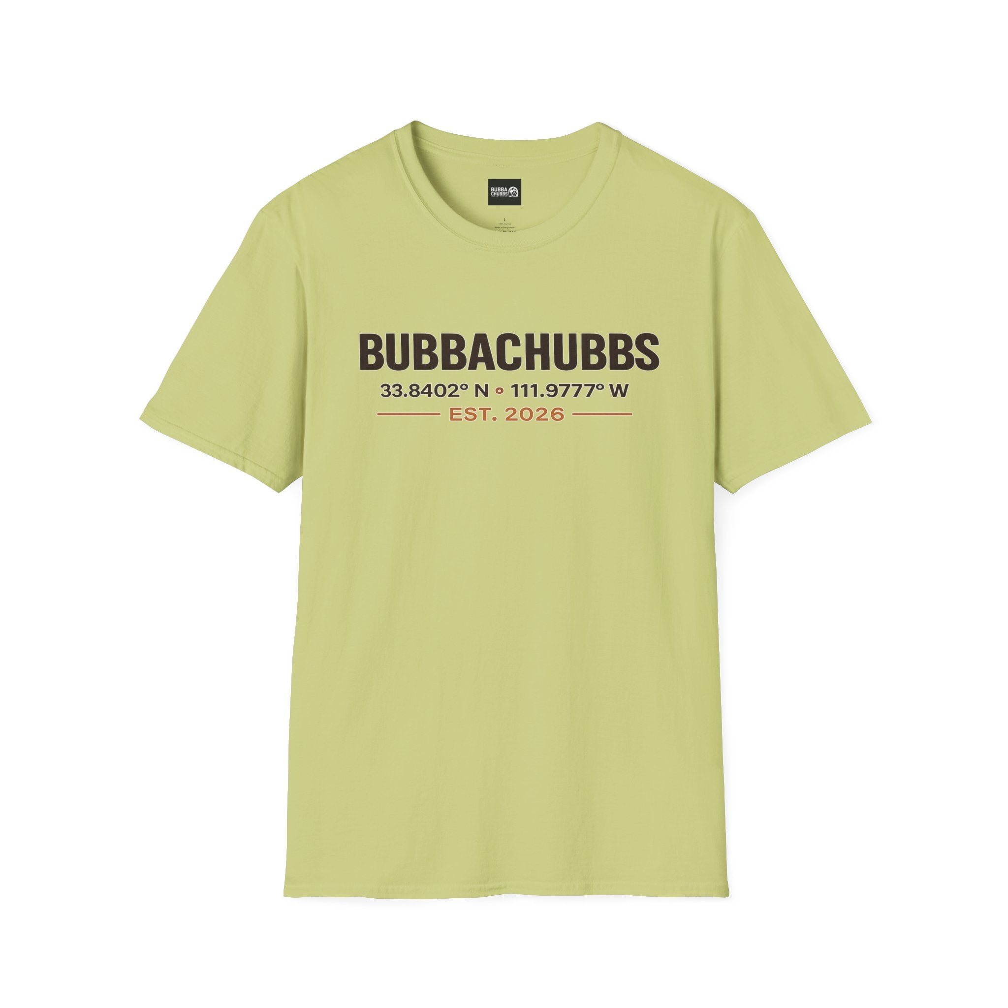 BubbaChubbs Logo front Coordinates Short-Sleeve Tee - BubbaChubbs Brand