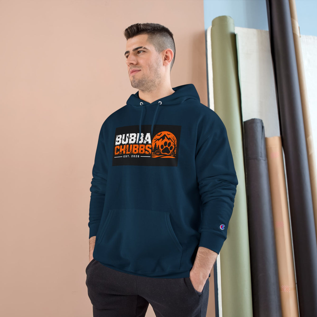 Halloween BubbaChubbs Paw Logo Champion Hoodie